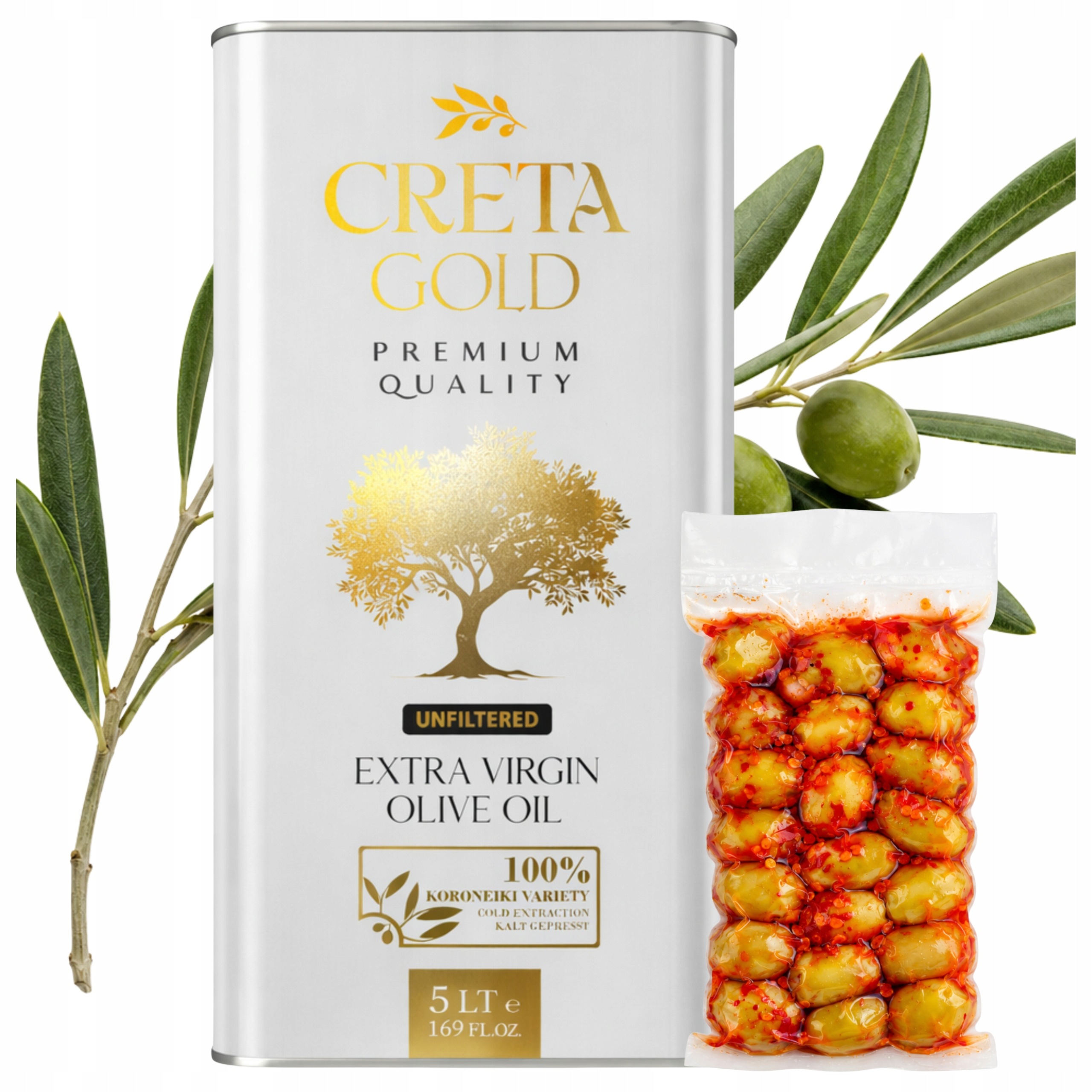 Extra panenský řecký olivový olej nefiltrovaný 5 l 100% koroneiki premium