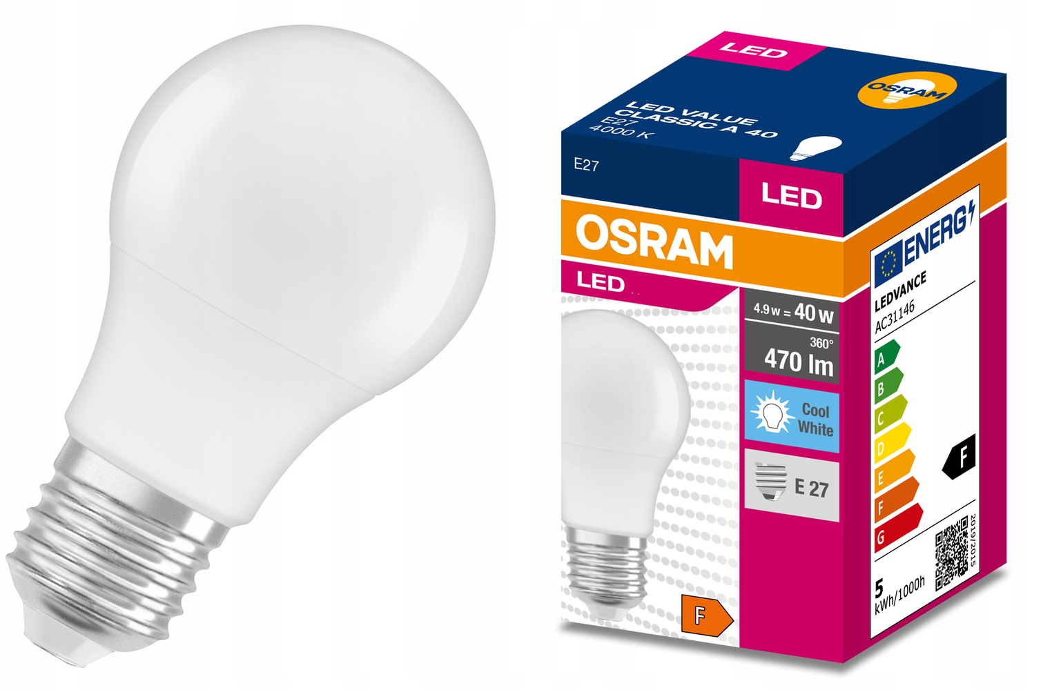 Żarówka LED Osram E27 4,9W biały neutralny