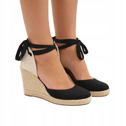 Castaner Černé Klasické Espadrilky Na Klínku S Vázáním 40 3DA