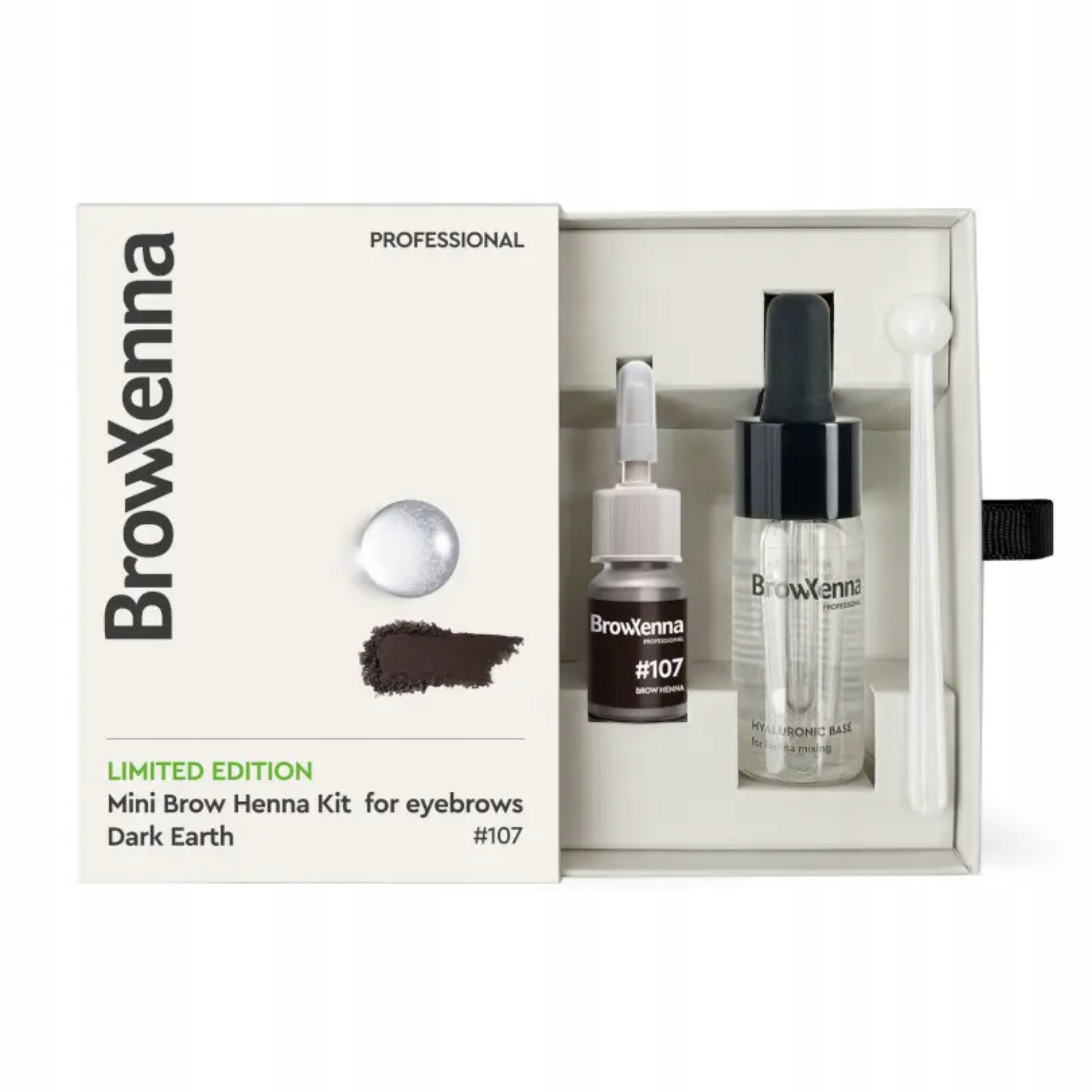 Henna na obočí BrowXenna #107 Mini Dark Earth 3 ml Hyaluronová báze 10 ml