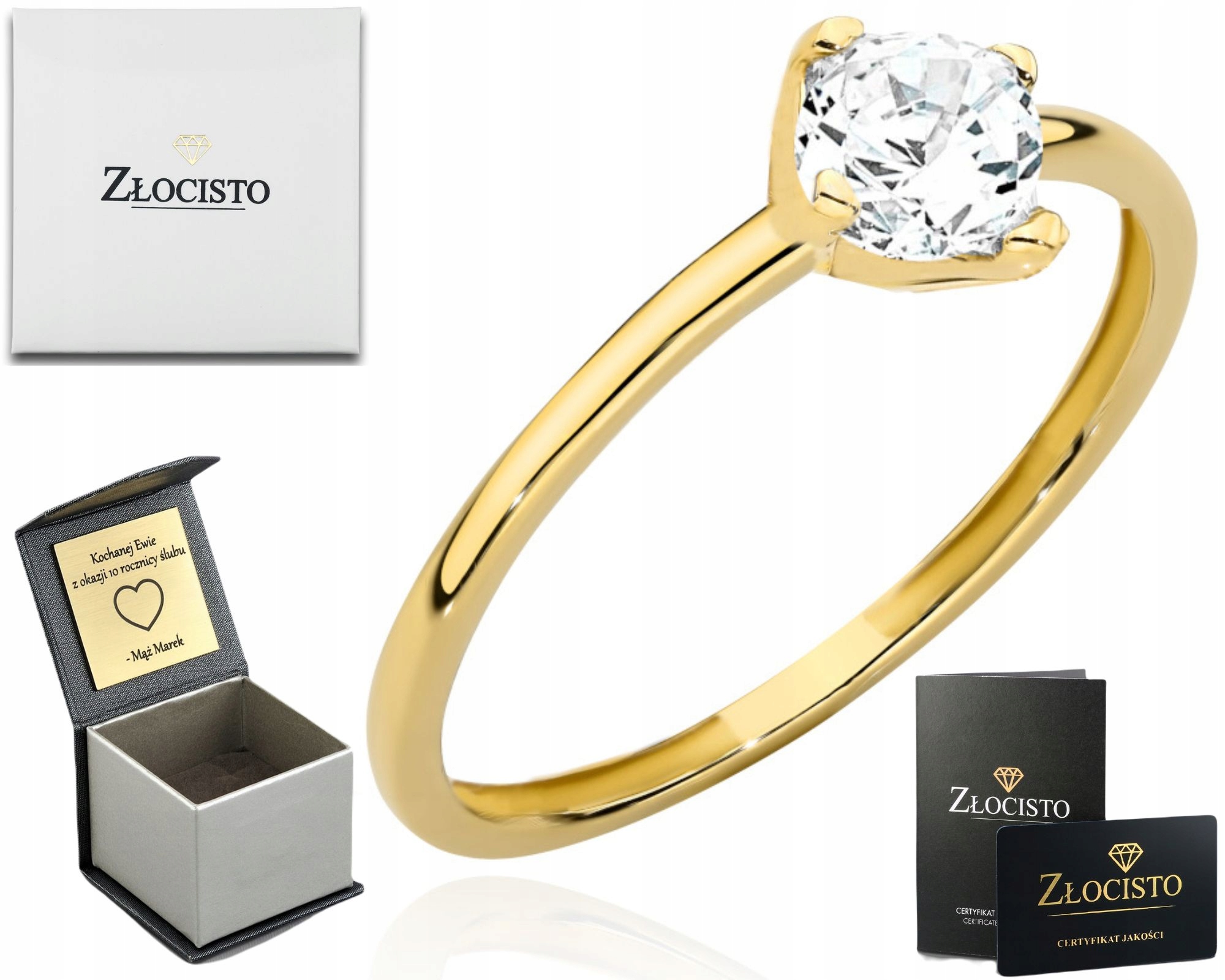 Prstýnek Klasický S Centrální Zirkonií, Zásnubní Gravírování Dárek