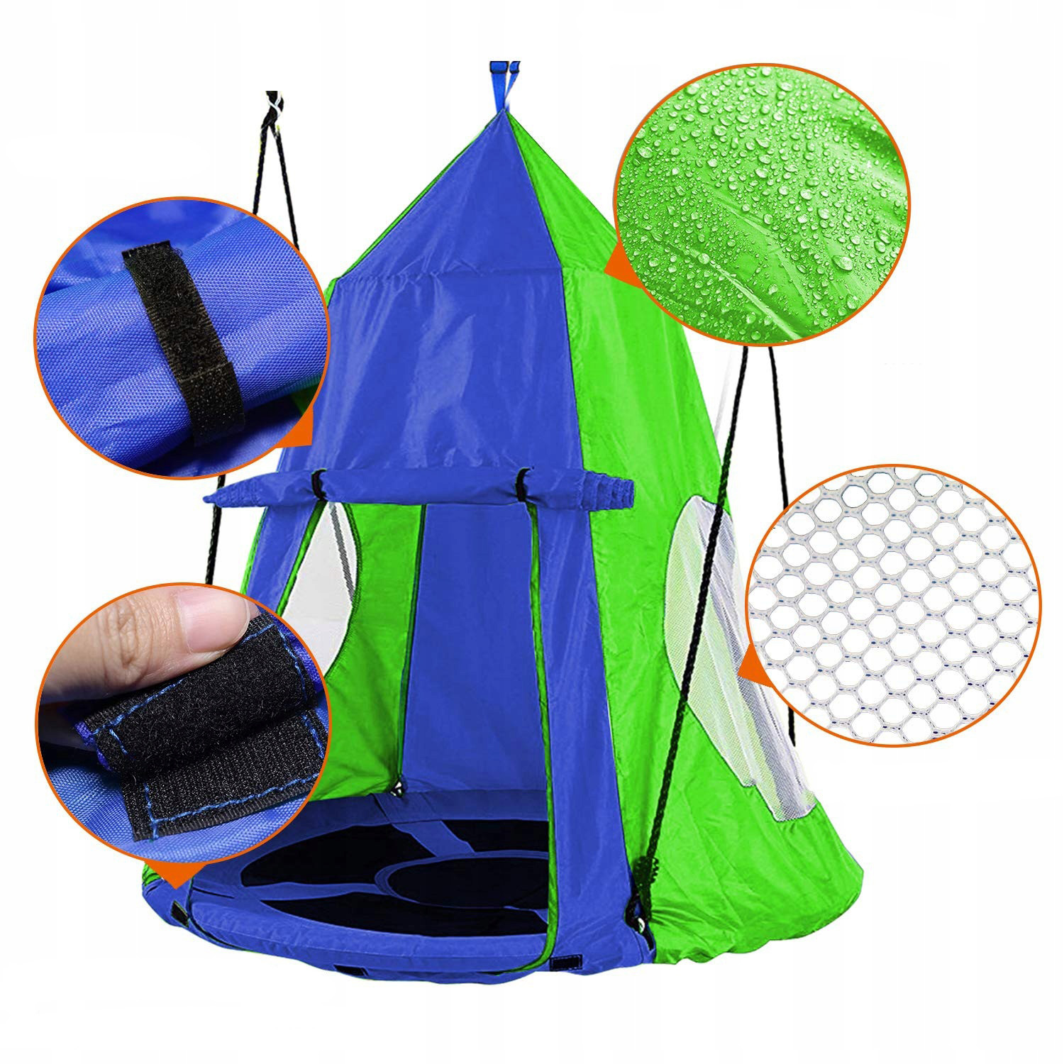 Bocianie Gniazdo Z Namiotem 100 cm Niebieskie Huśtawka dla Dzieci Wieszane EAN (GTIN) 5904506701049