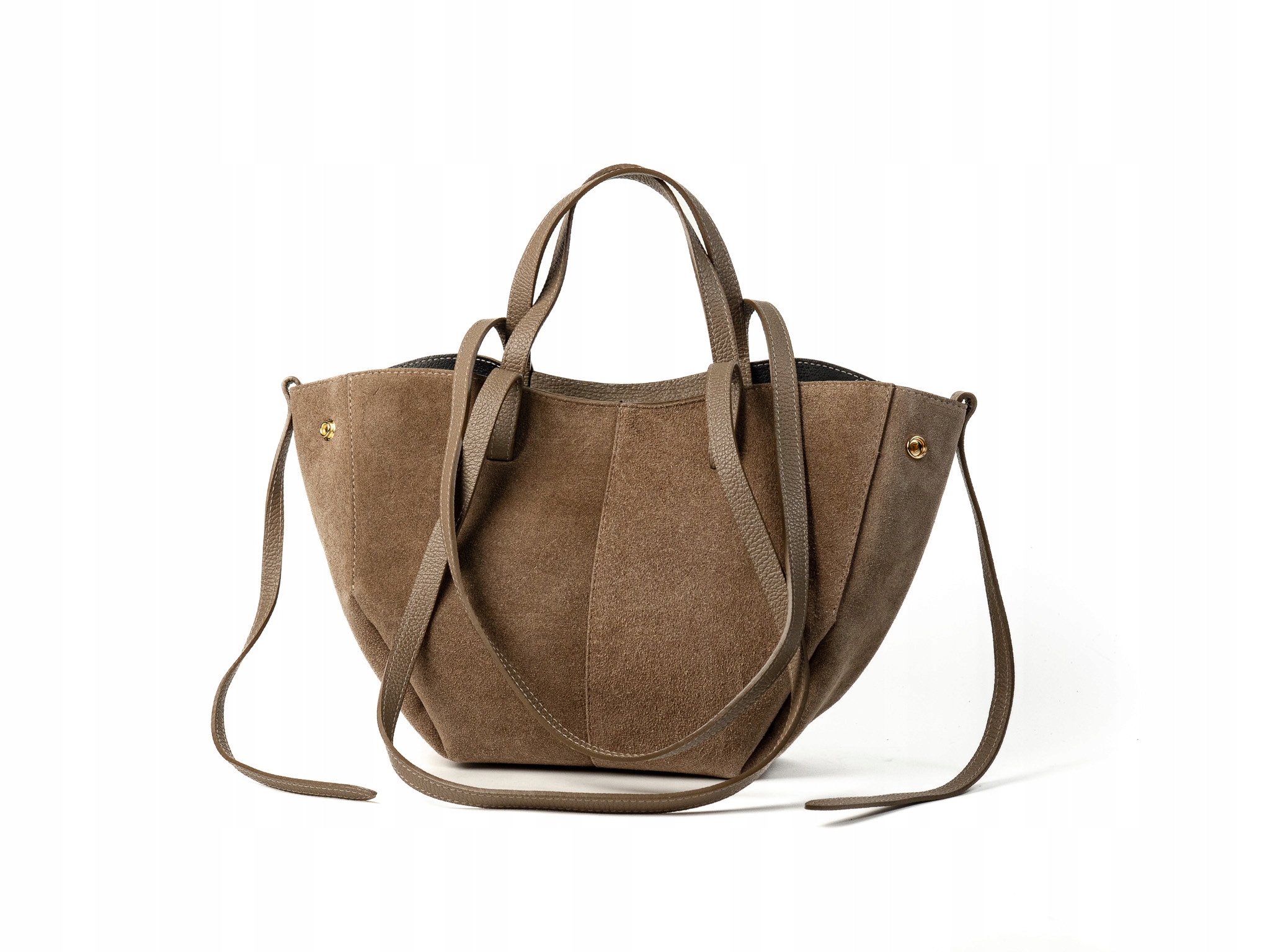 Torebka Damska Zamszowa Mała Shopper Handmade Taupe