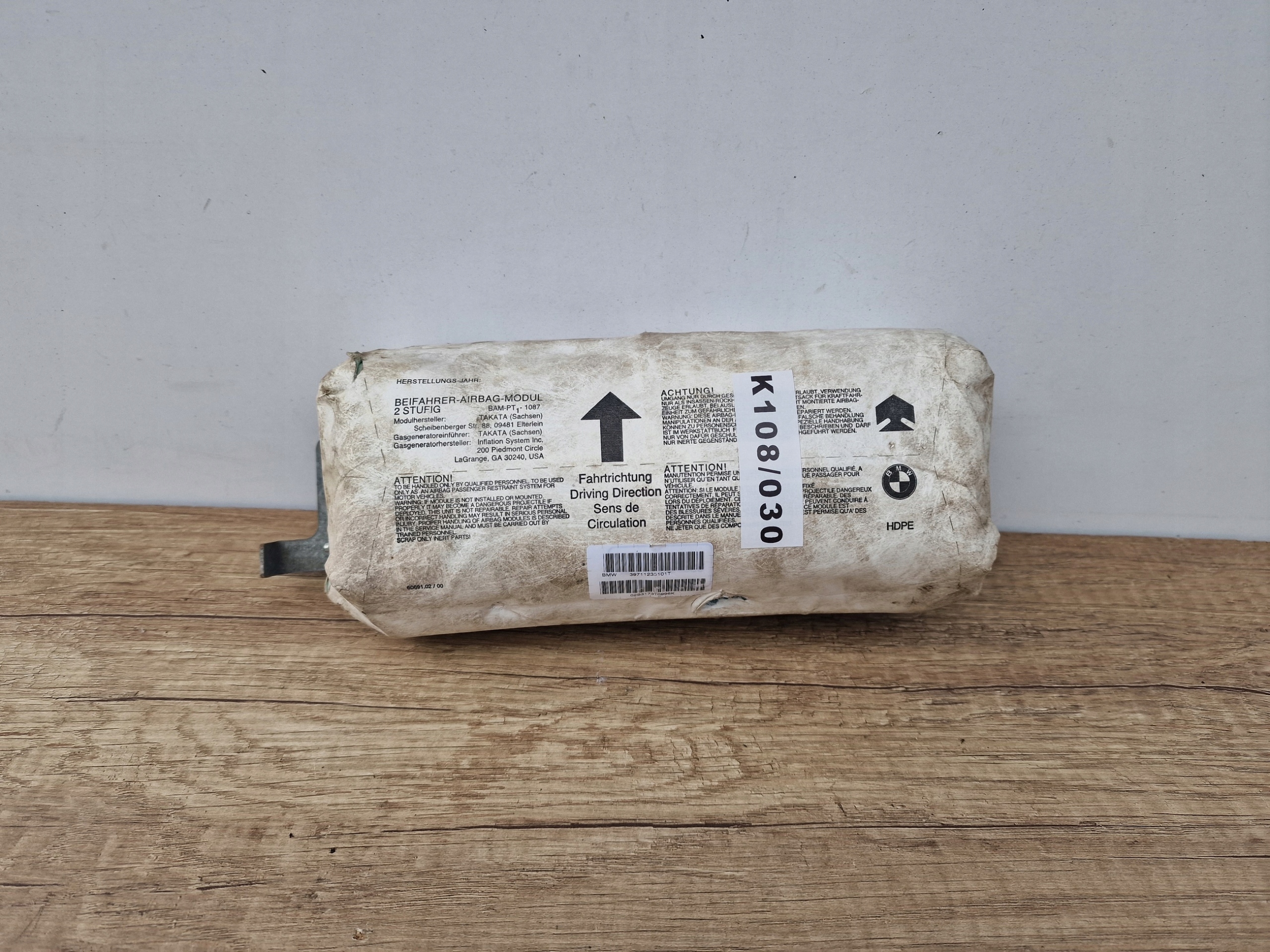 airbag W KONSOLE airbag BMW 3 E46 spolujezdce