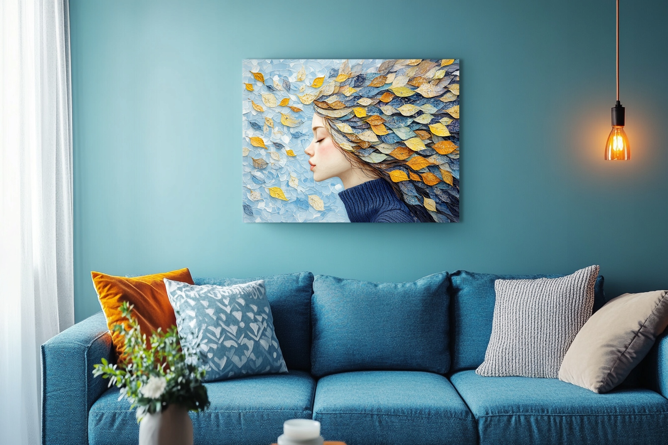 Obraz Na Plátně Canvas Portrét Žena Dívka Listy Podzim 80x80