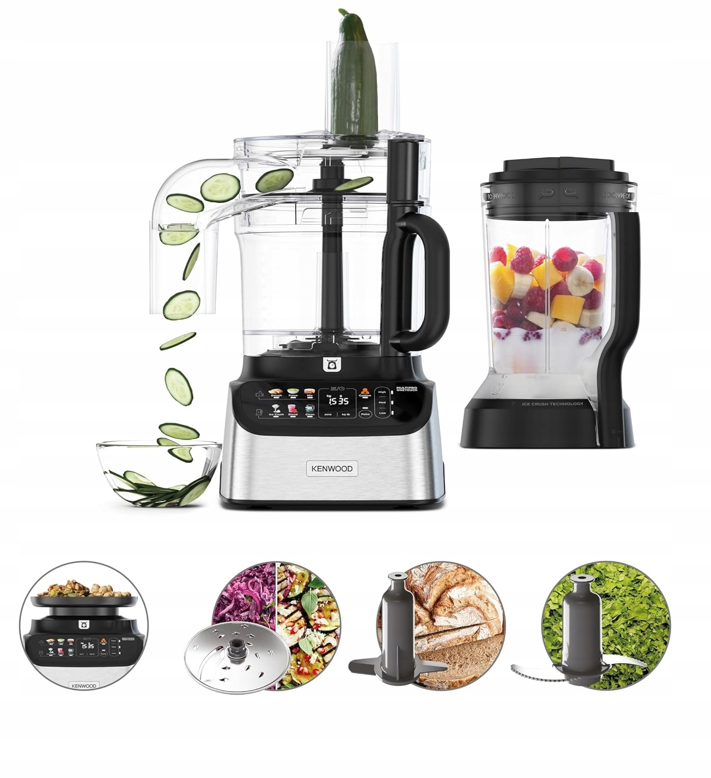 KENWOOD Multipro Robot Kuchenny 2w1 Mikser 1000W Srebrny Z Akcesoriami — miniatura 9