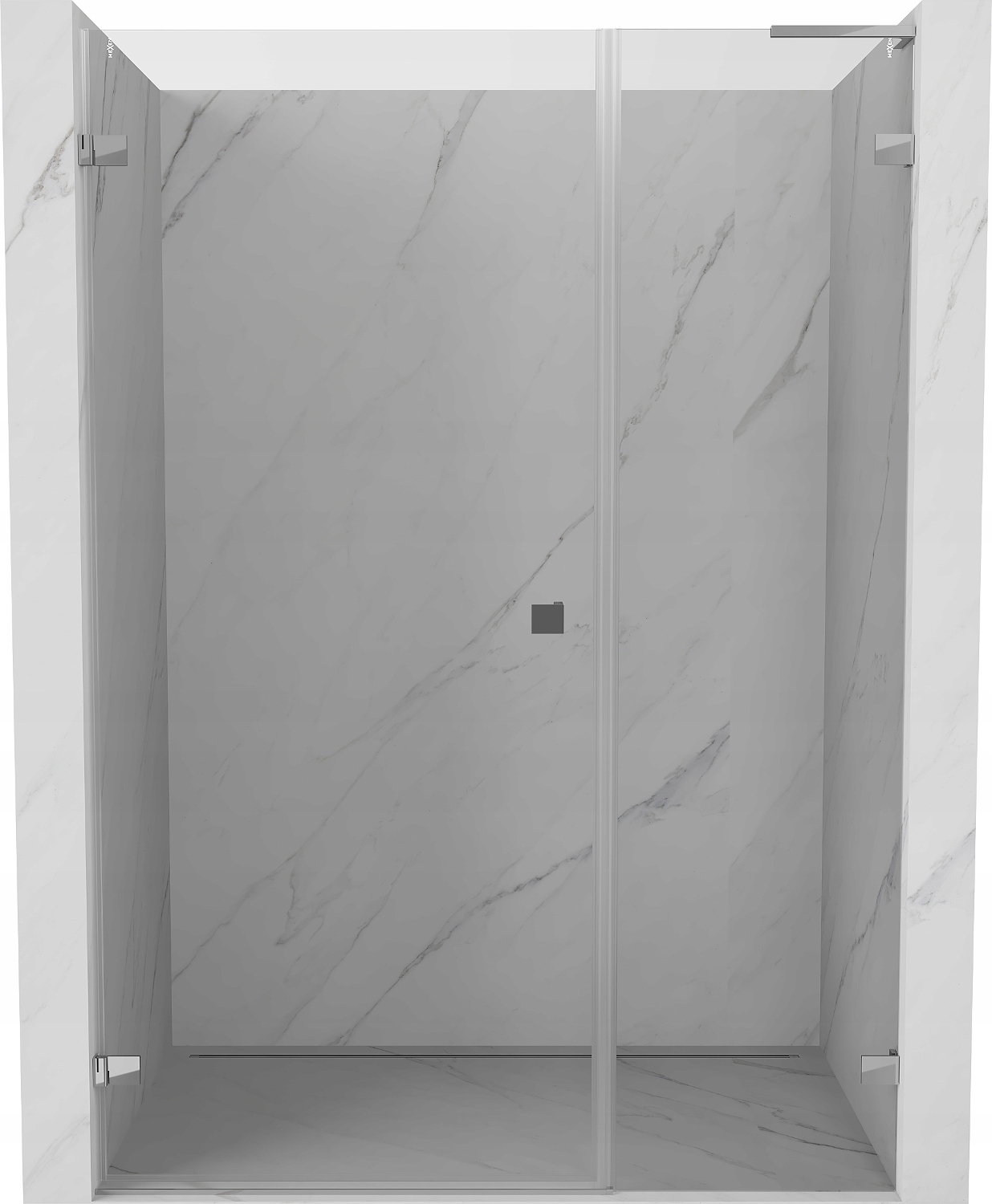 Drzwi prysznicowe 145 lewe wnękowe uchylne Mexen Lunar-B L EasyClean chrom