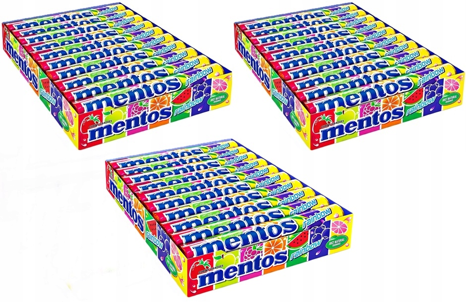 Mentos Rainbow cukierki owocowe do żucia 7 Smaków, Display 60x37,5g