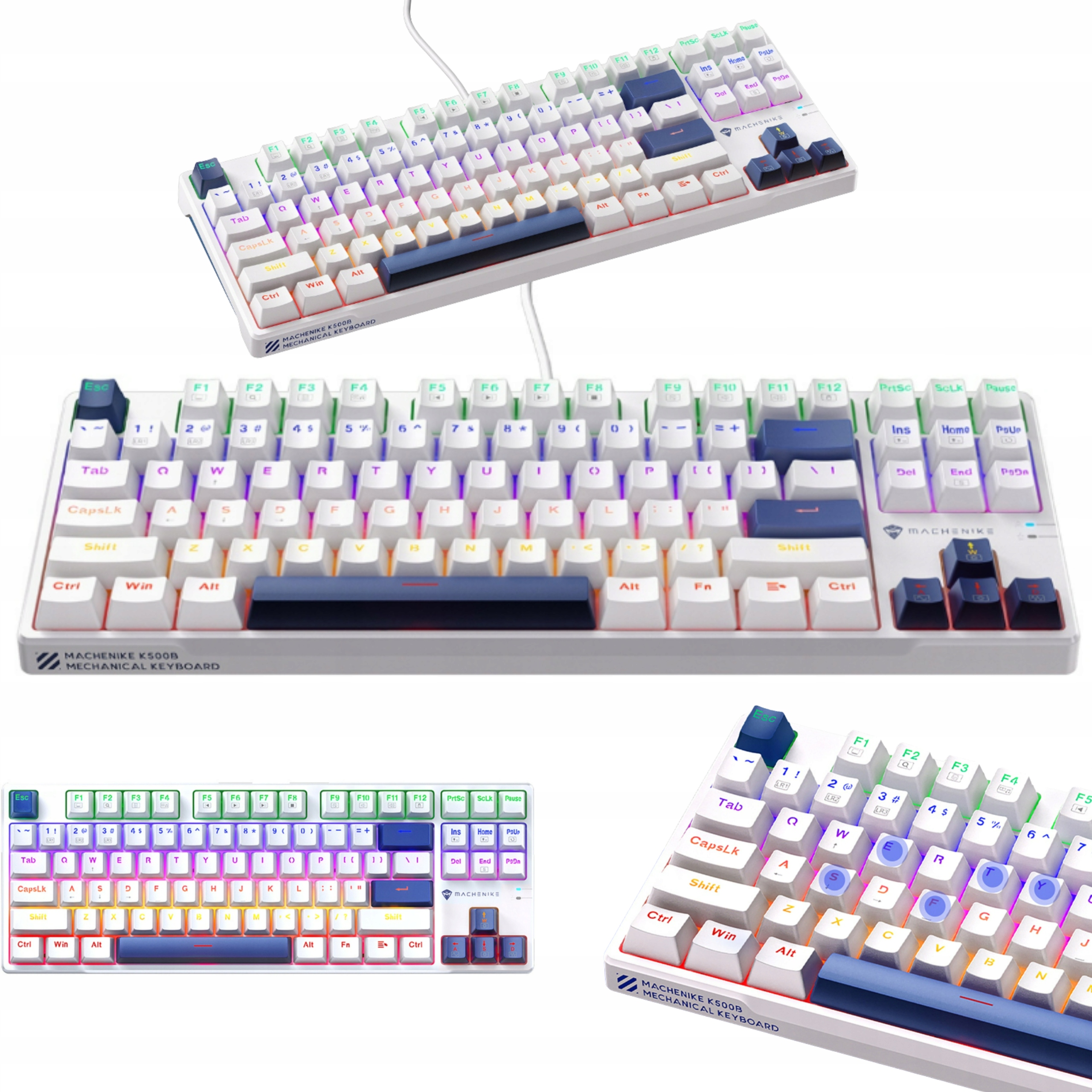 Machenike K500B-B87 Herní Led klávesnice Hot-Swap, Usb-c, bílá