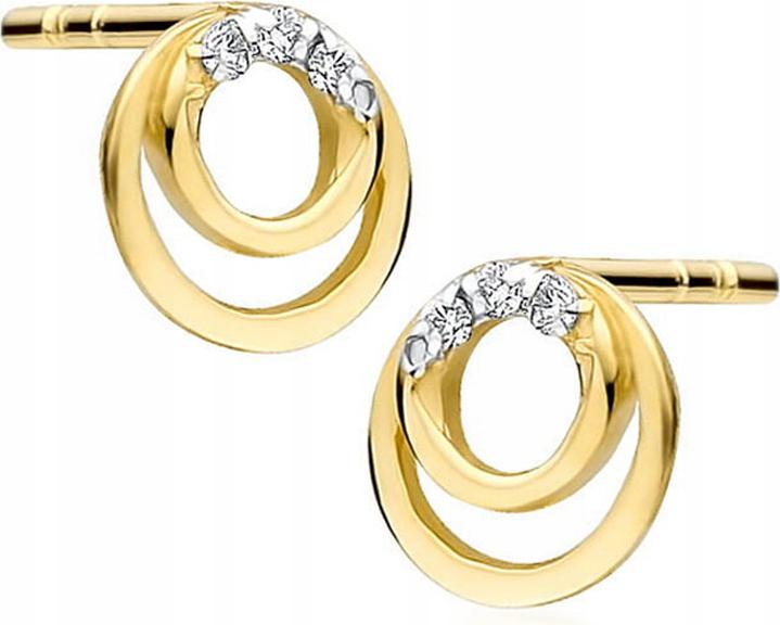 Zlaté náušnice 585, kroužky s diamanty, šroubky pro ženy, elegantně módní