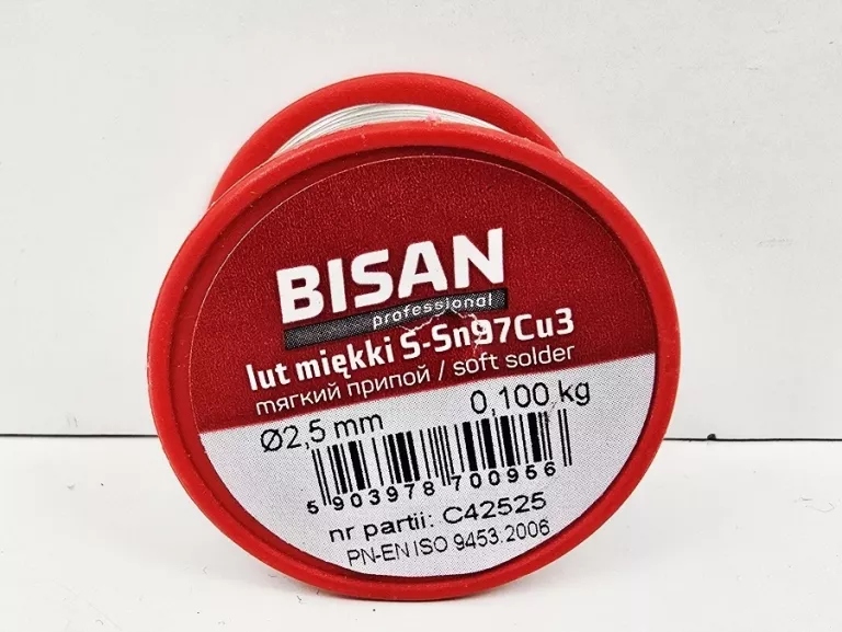 Припой мягкий 2,5 мм 100g олово для пайки BISAN