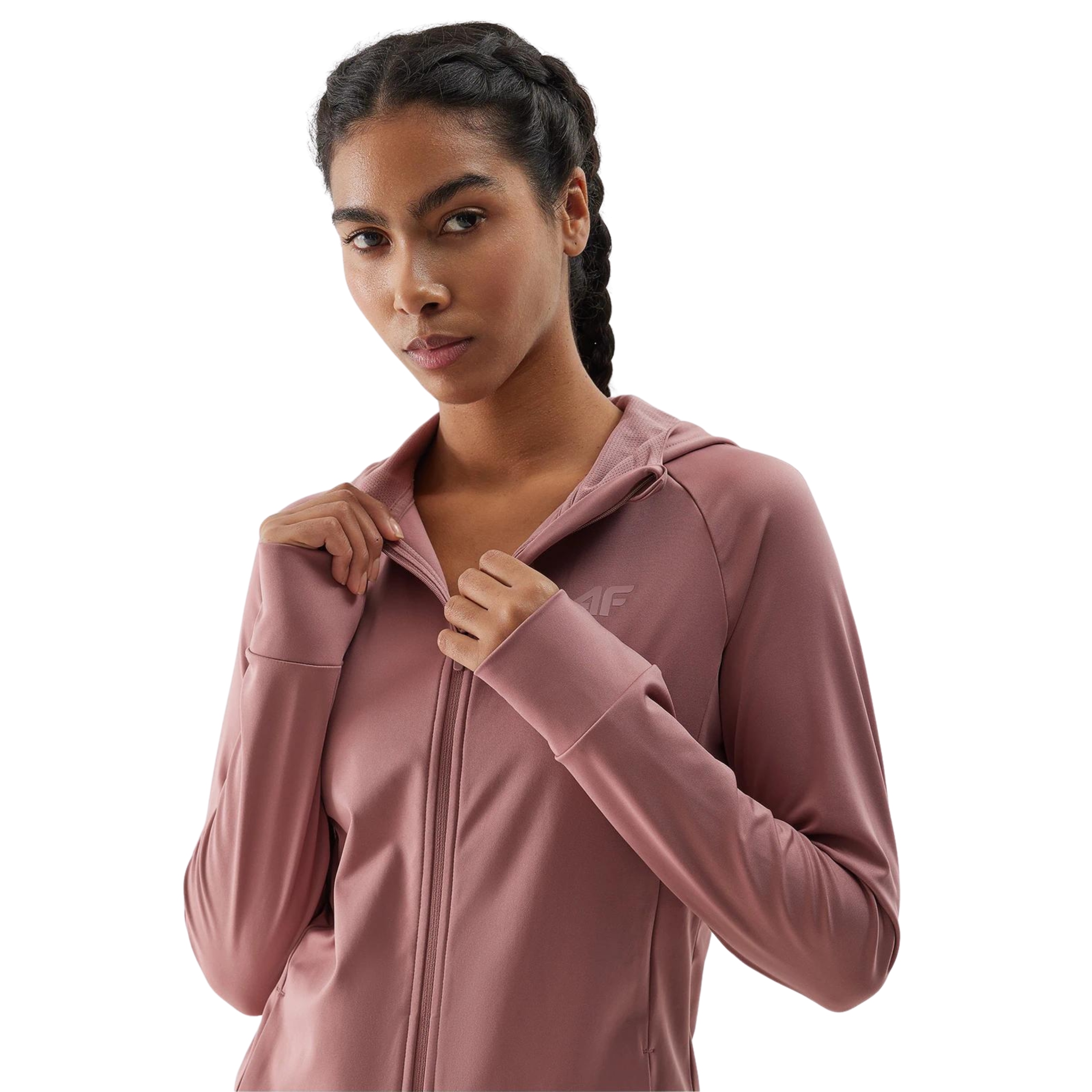 Damska Bluza Treningowa 4F Rozsuwana Szybkoschnąca Z Kapturem Regular Xs