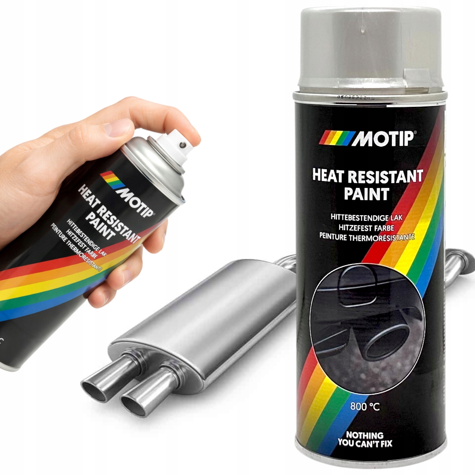 Farba Żaroodporna do wydechów, tłumików Lakier Spray 400ML Srebrny 800°C