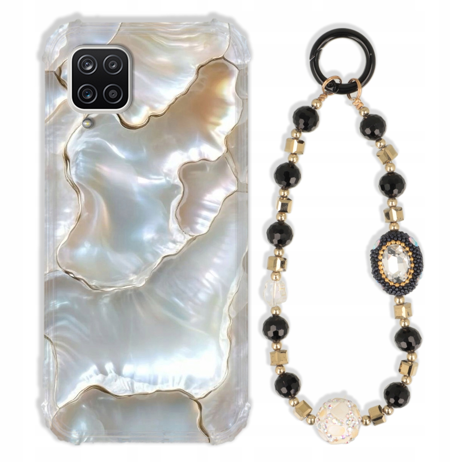 Puzdro Na Samsung A12 5G Antishock Zirkóny Čierno Zlaté Odolné| Silné