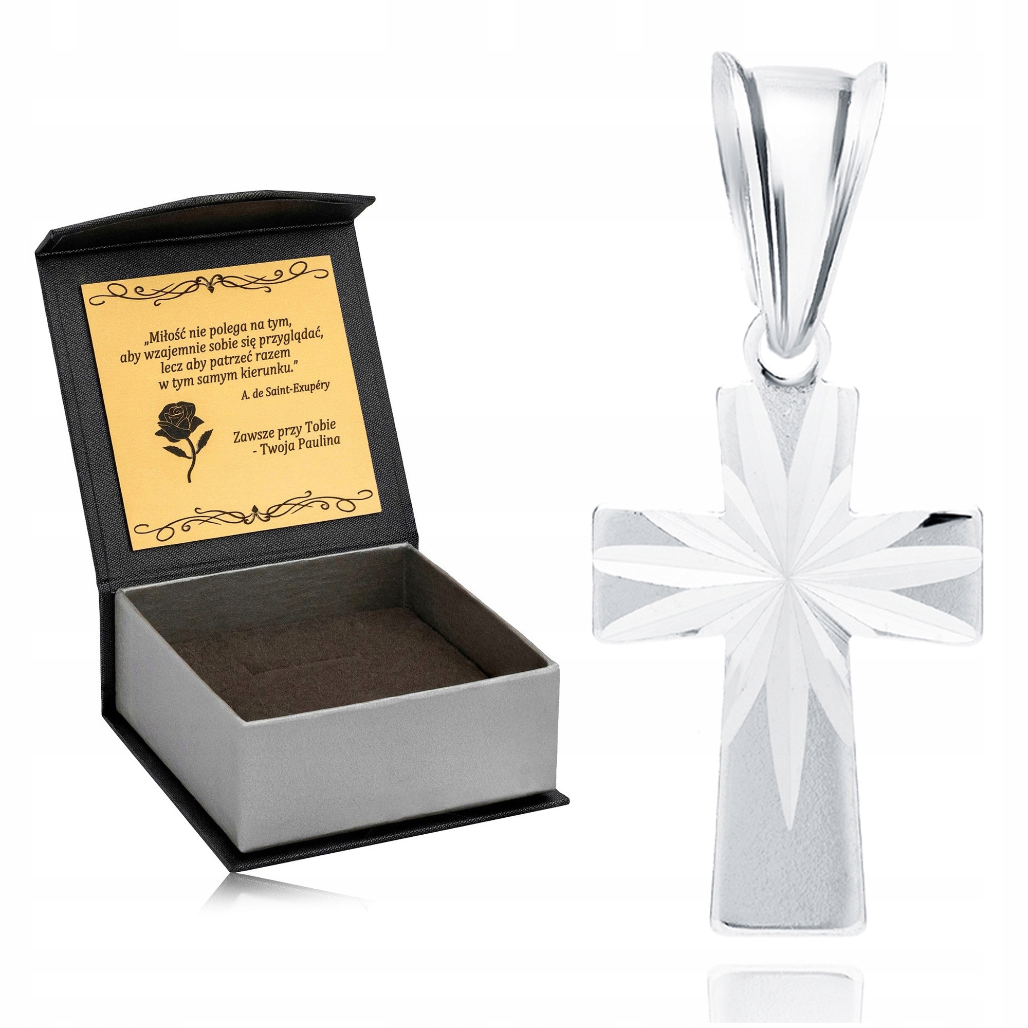 Elegantní Stříbrný Křížek Ryzost 925 Suvenýr Prvního Svatého Přijímání Gravírování