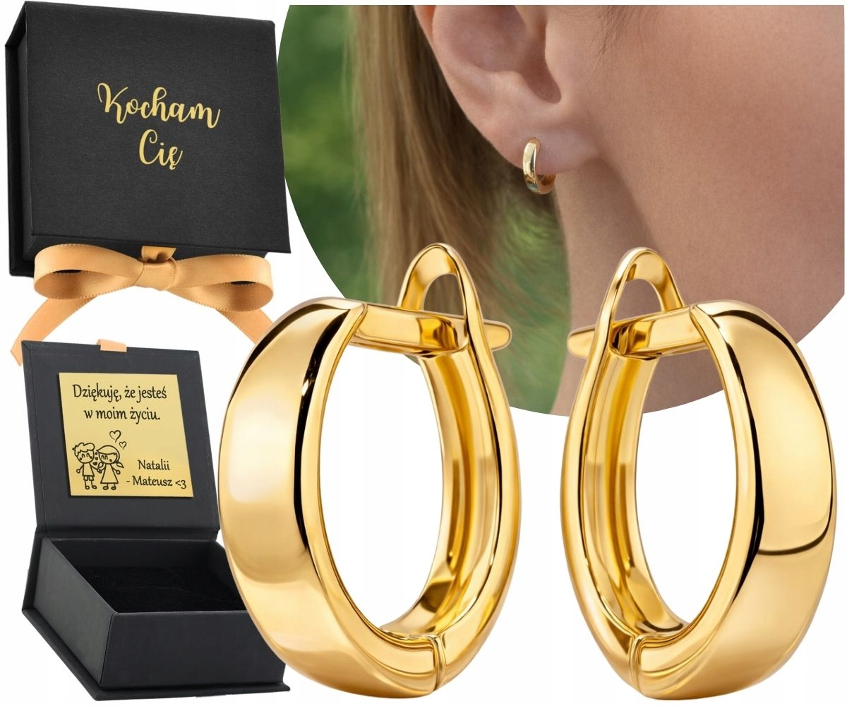 Złote Kolczyki Gładkie Kółeczka Angielskie Zapi. 1,2 Cm 585 Grawer