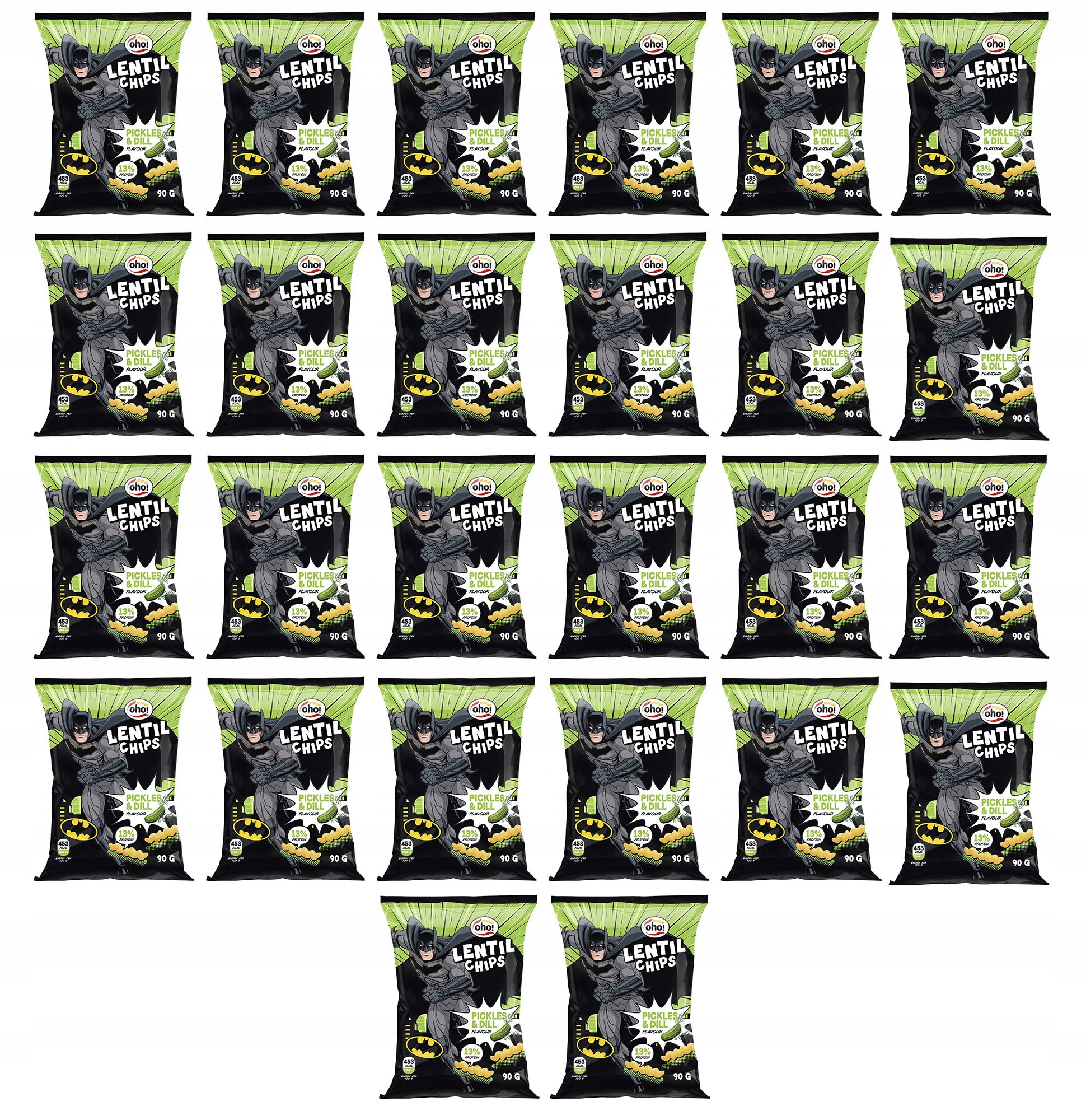 Zestaw 26 Sztuk Oho! chipsyz czerwonej soczewicy o smaku ogórka kiszonego i