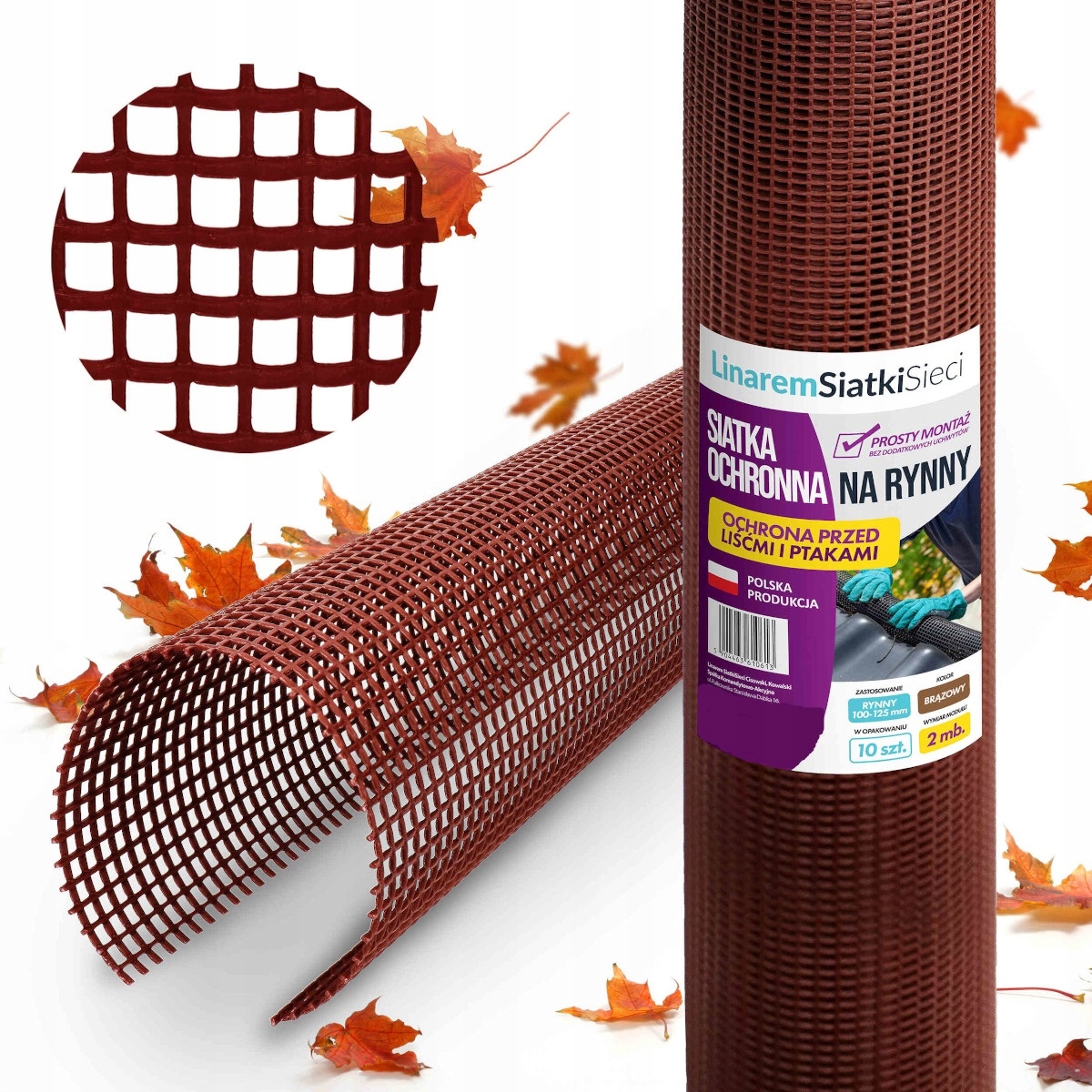 SIATKA NA RYNNY BRĄZOWA 100-125mm DO RYNIEN 2mb