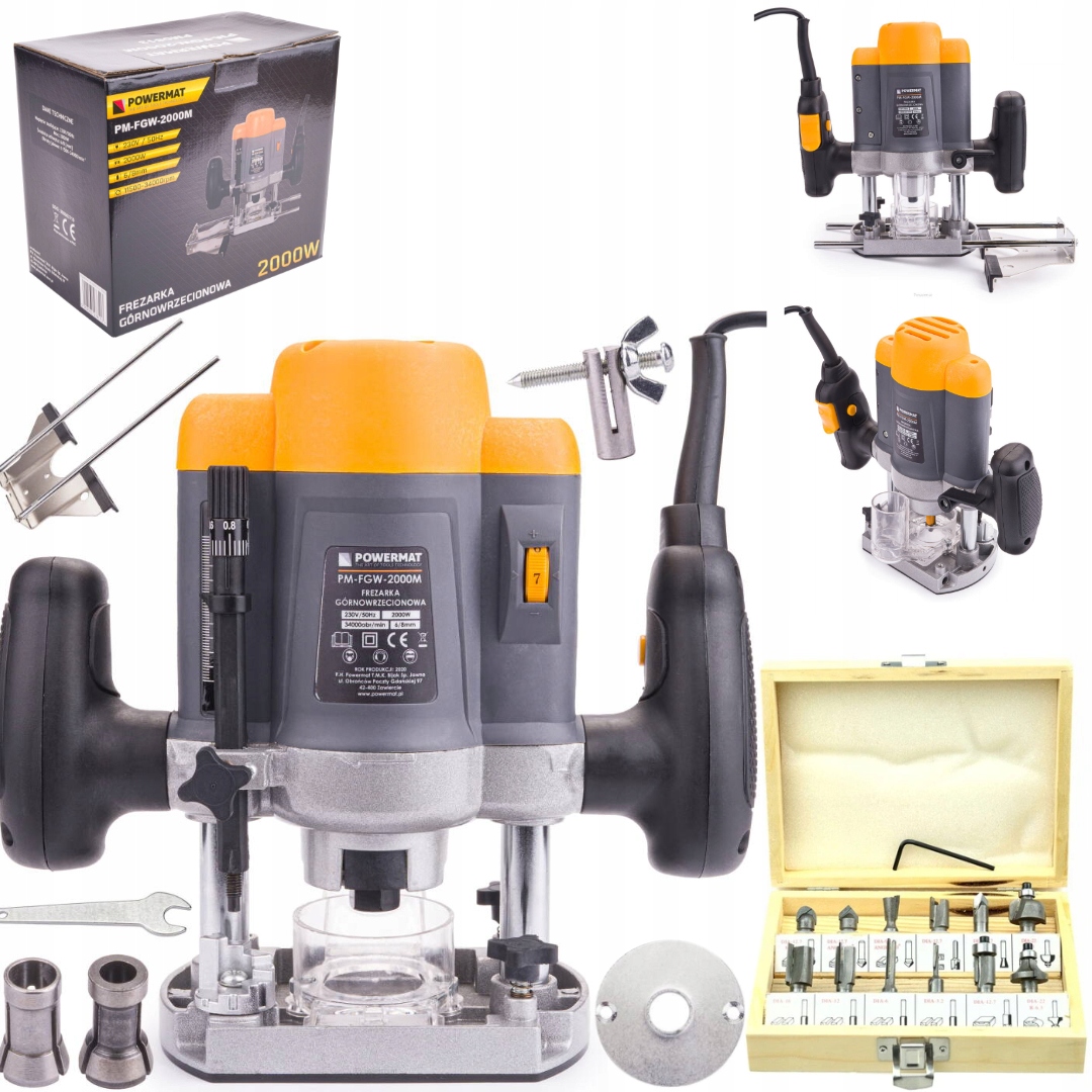 FREZARKA GÓRNOWRZECIONOWA KRAWĘDZIOWA WYCINARKA 2000W 6/8mm +12 FREZÓW