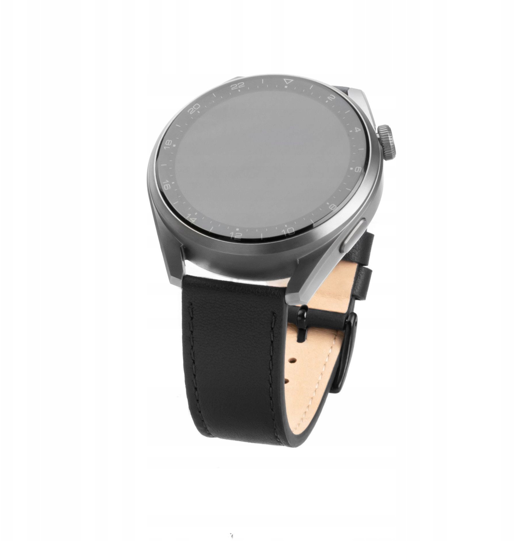 Fixed Leather Strap with Quick Release 20mm for Smartwatch Black