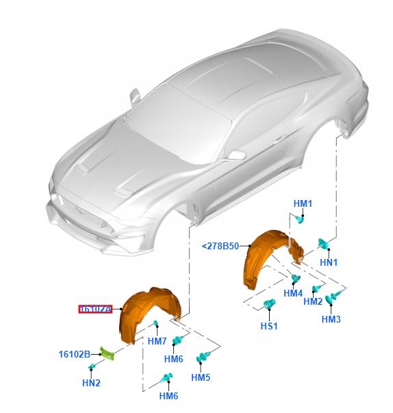 подкрылки переднее левое FORD MUSTANG 2017-