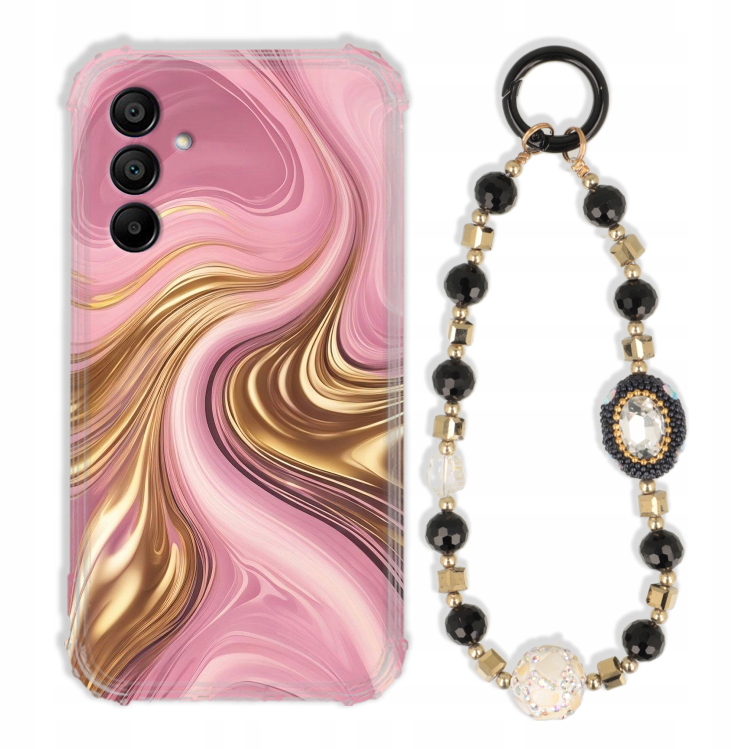 Puzdro Na Samsung A15 4G Antishock Zirkóny Čierno Zlaté Odolné| Silné