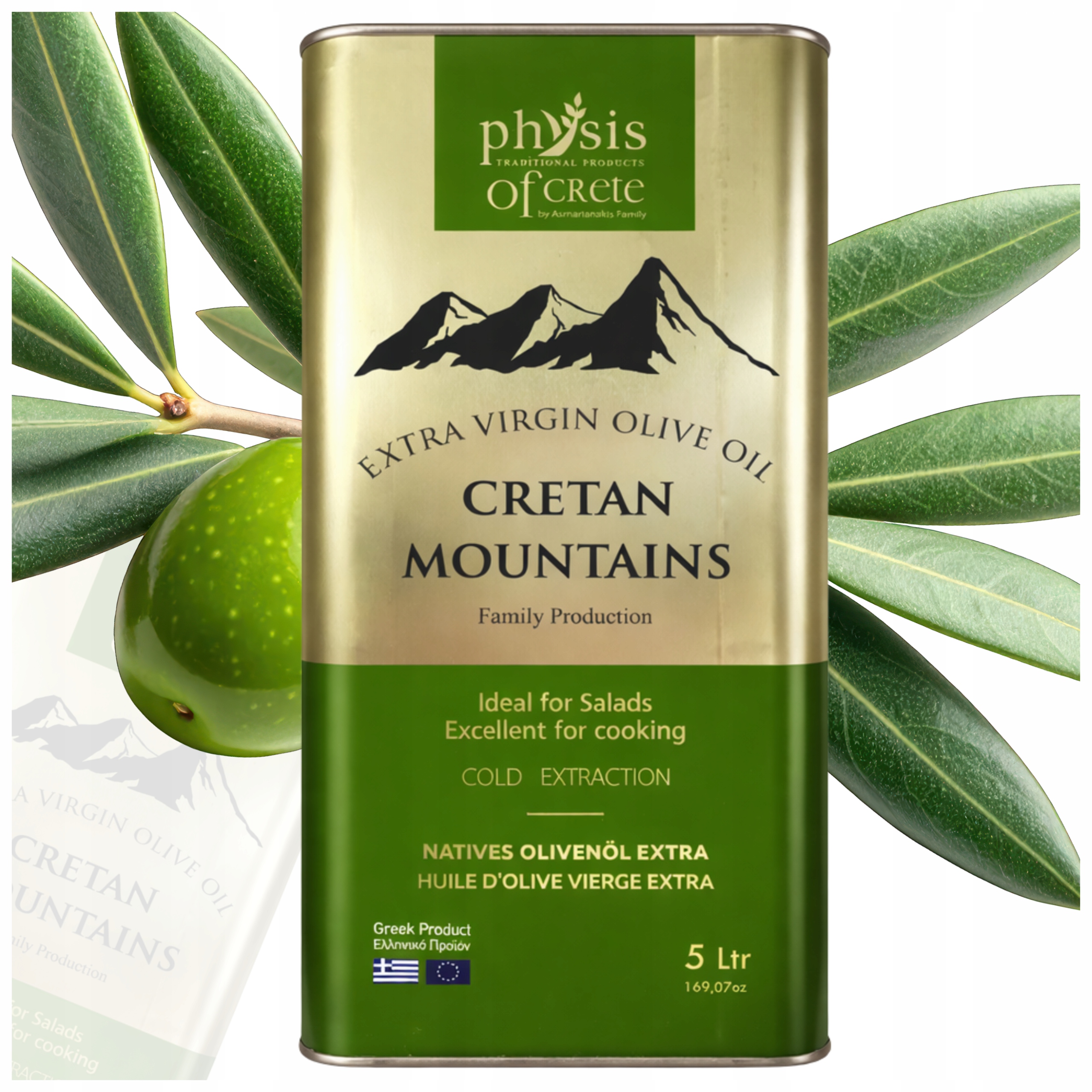 Oliwa Z Oliwek Extra Virgin Grecka 5L Cretan Mountains Tłoczona Na Zimno