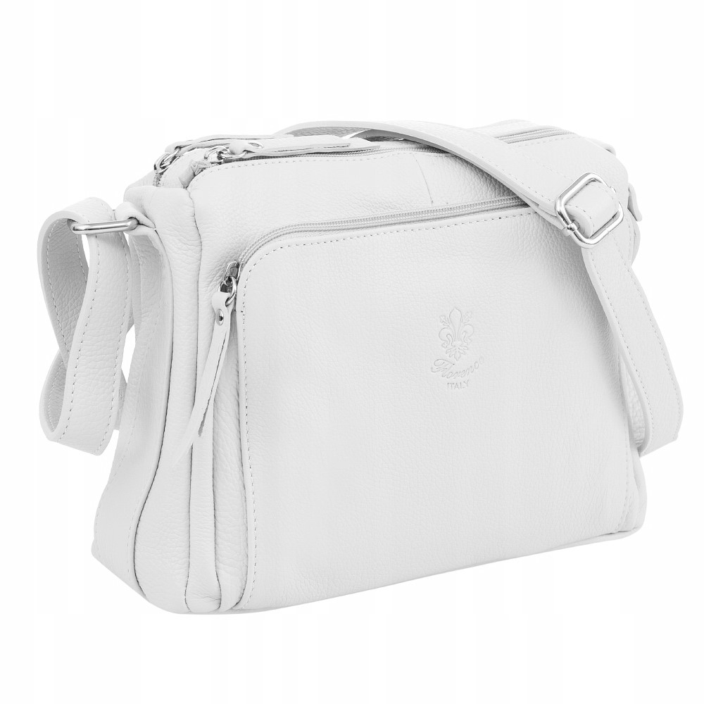 WŁOSKA BIAŁA TOREBKA SKÓRA LISTONOSZKA VERA PELLE POJEMNA TOREBKA