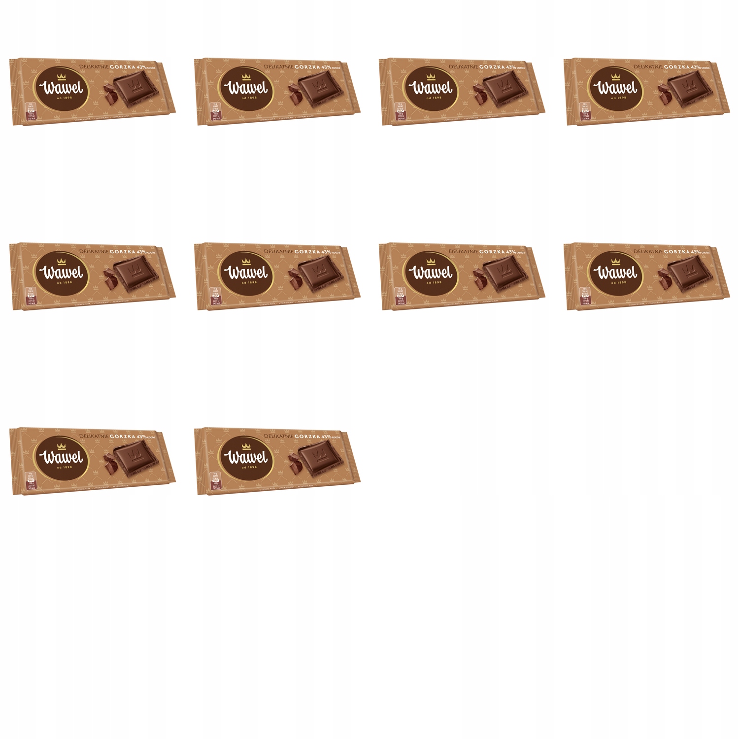 Levně 10x 80g Wawel hořká čokoláda 43% Karton