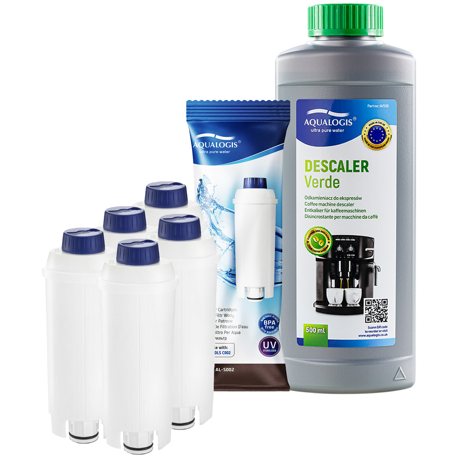 x5 Filtr do kávovaru Delonghi AL-S002 Odvápňovač Aqualogis Verde 500 ml