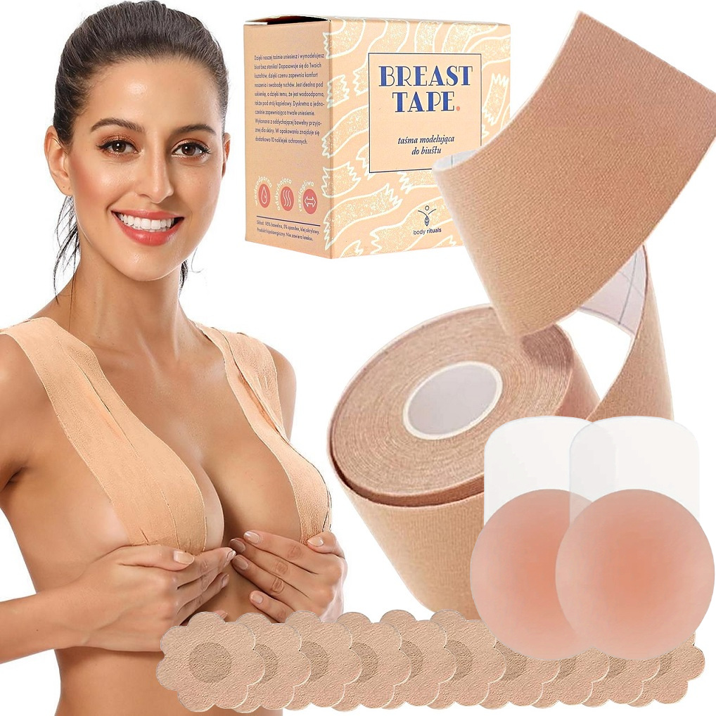 TAŚMA UNOSZĄCA BIUST MODELUJĄCA DEKOLT ZESTAW NAKLEJKI NASUTNIKI GRATIS