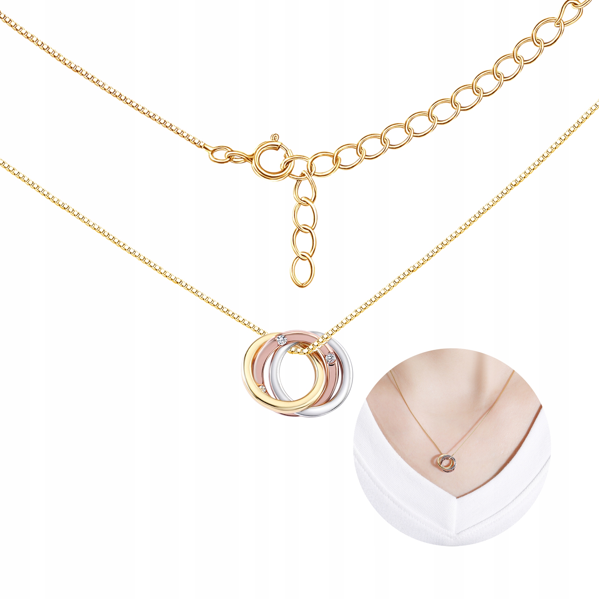 Stříbrný náhrdelník řetízek dámský s přívěskem kolečka celebrita stříbro 925