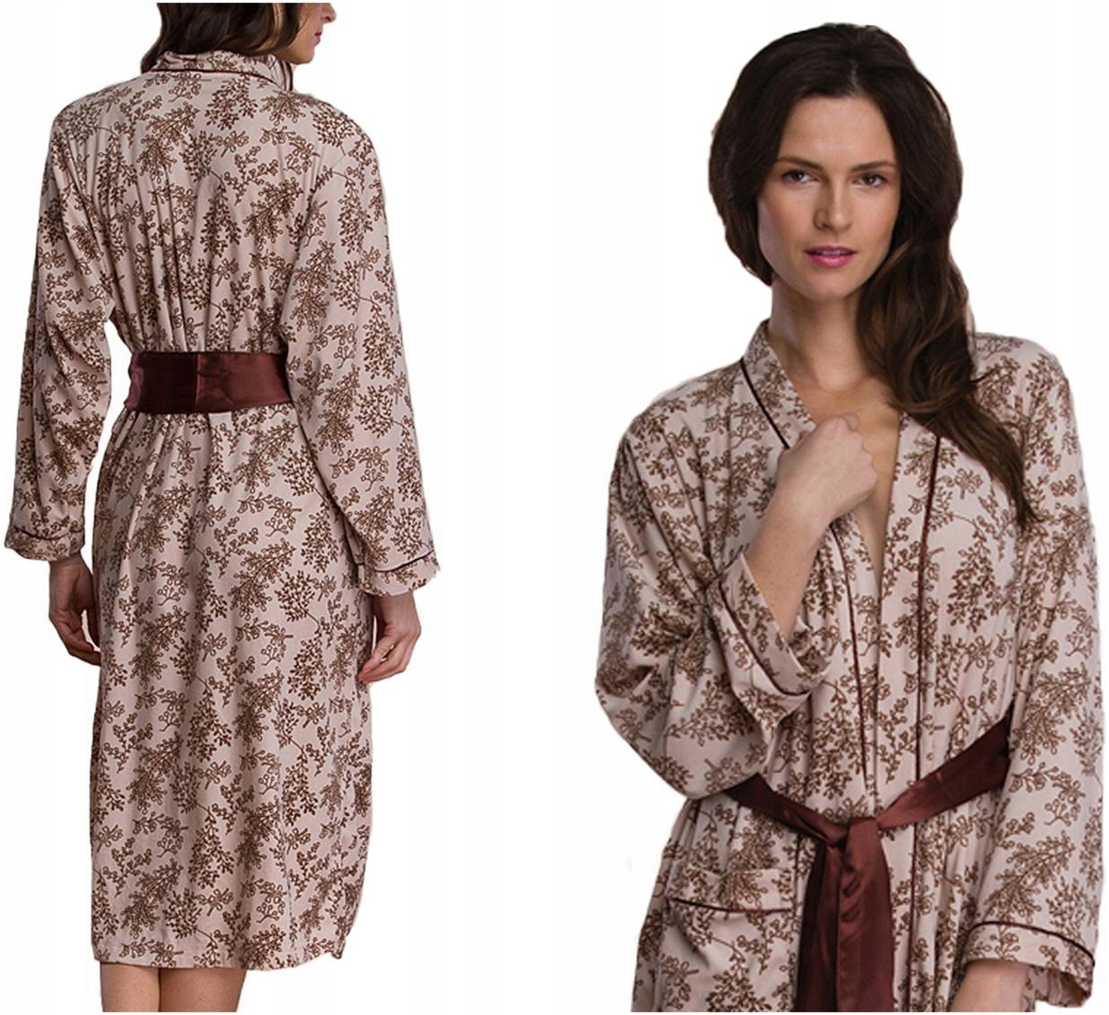 Tenký dámský župan s rostlinným motivem