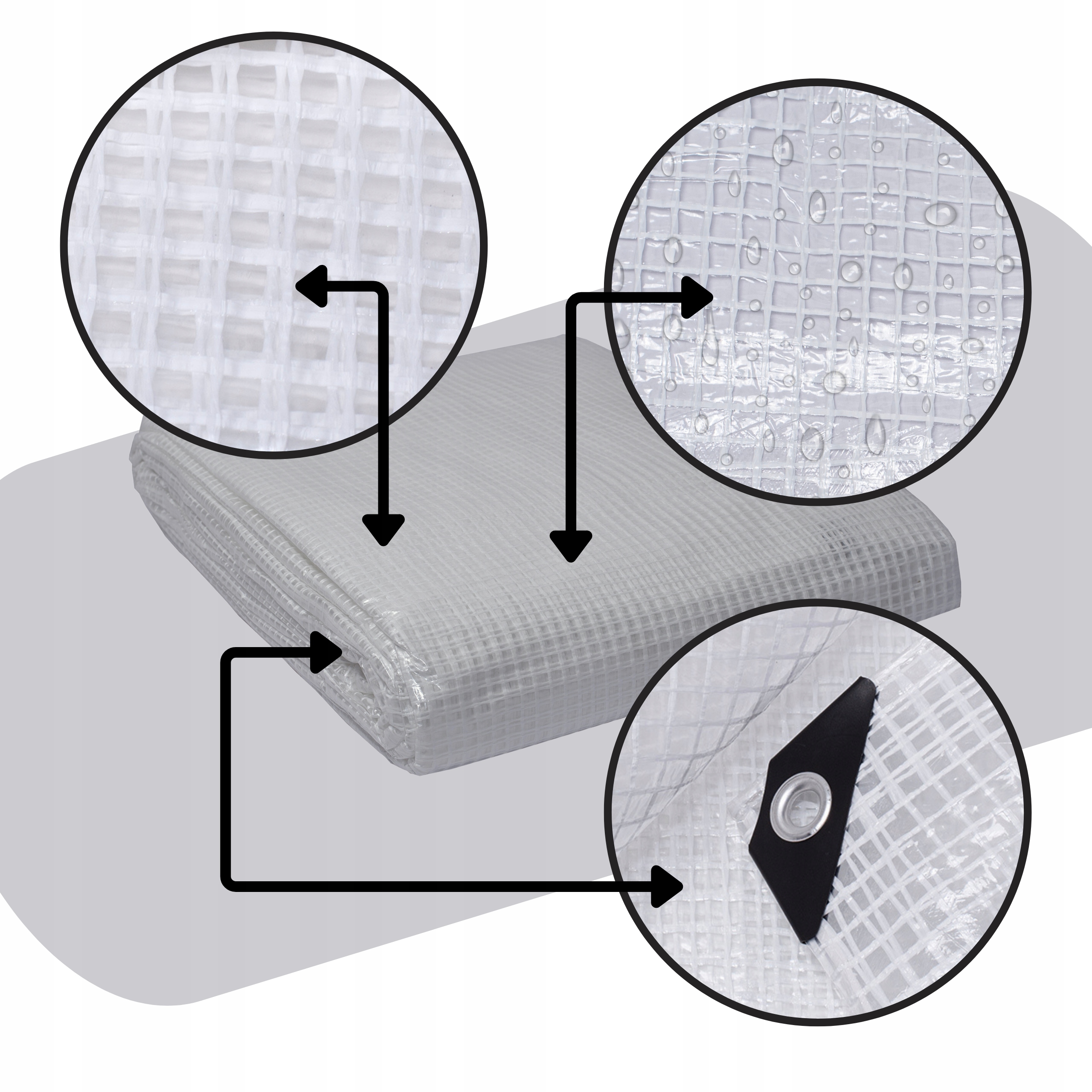 PLANDEKA 4x5 PRZEŹROCZYSTA MOCNA 100g ZBROJONA UV+ Szerokość 4 m