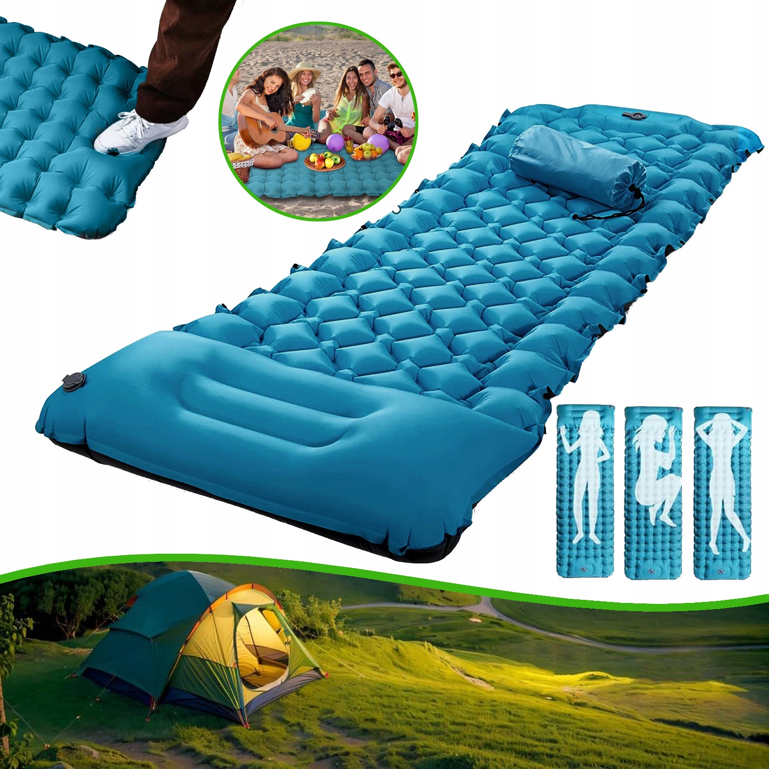 Samonaplňující Se Podložka Na Spaní, Voděodolná Kempingová Podložka S Polštářem