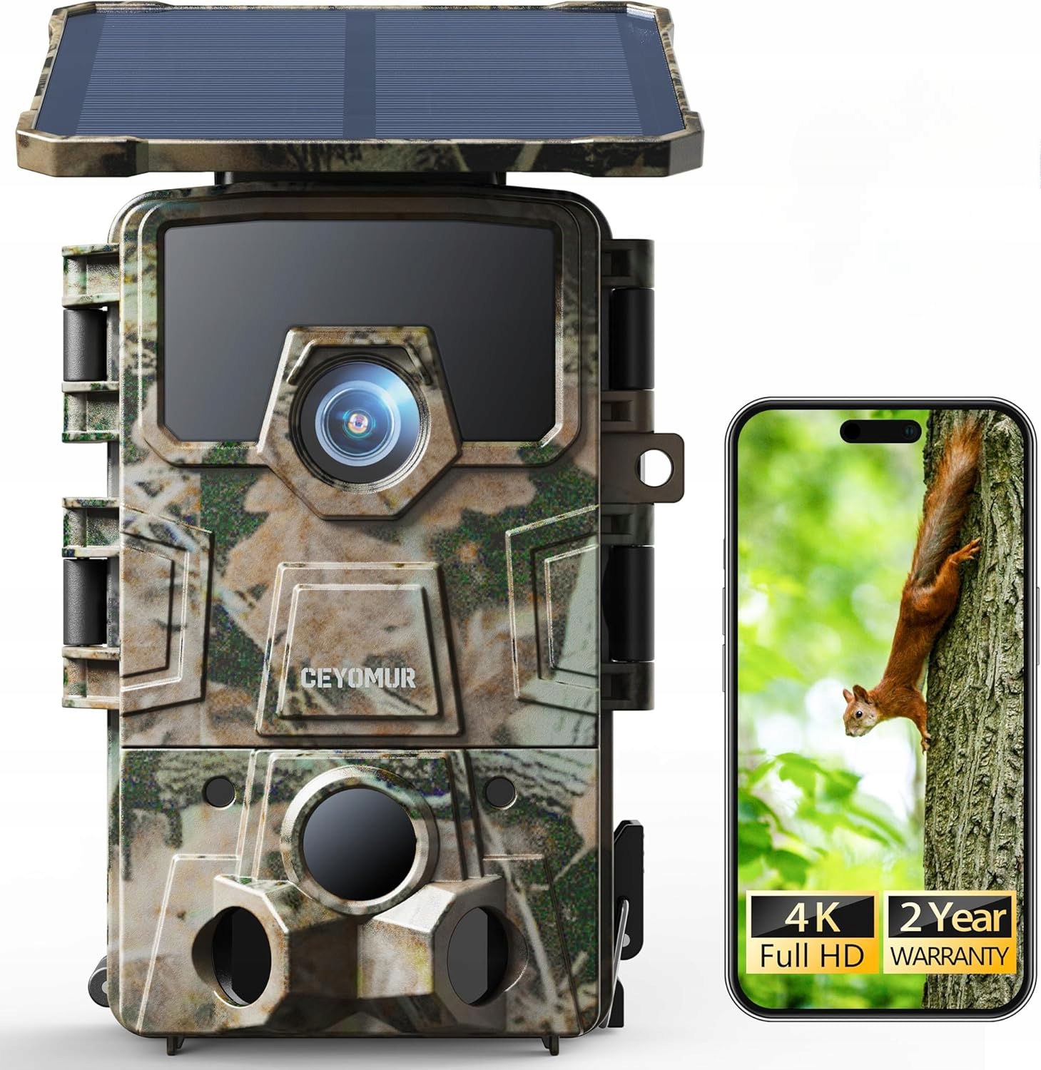 Fotopast Sluneční Kamera Pro Noční Vidění Ceyomur CY75 4K, 60 Mp Wifi 6