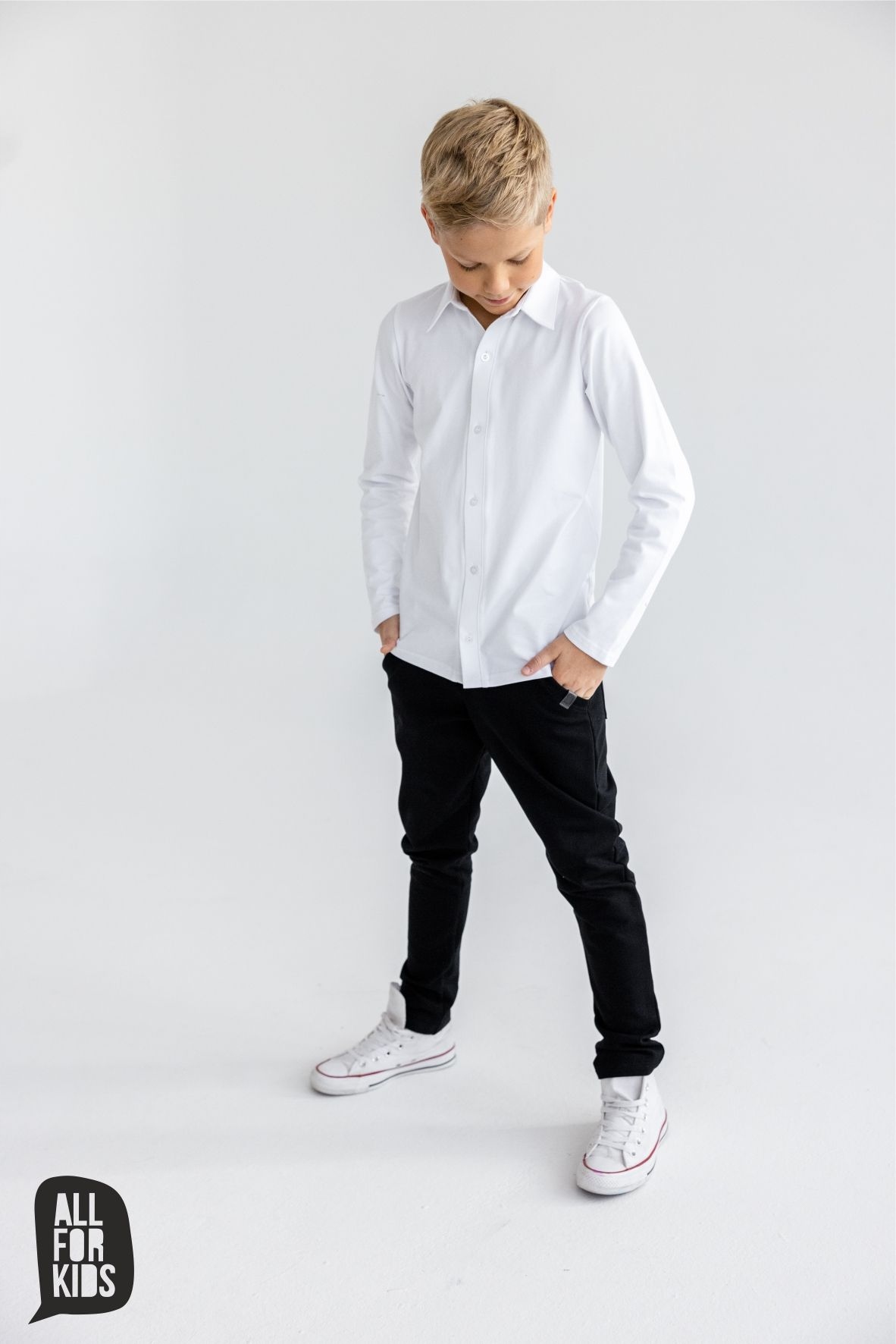 Biała koszula długi rękaw All For Kids 116/122 Rękaw długi rękaw