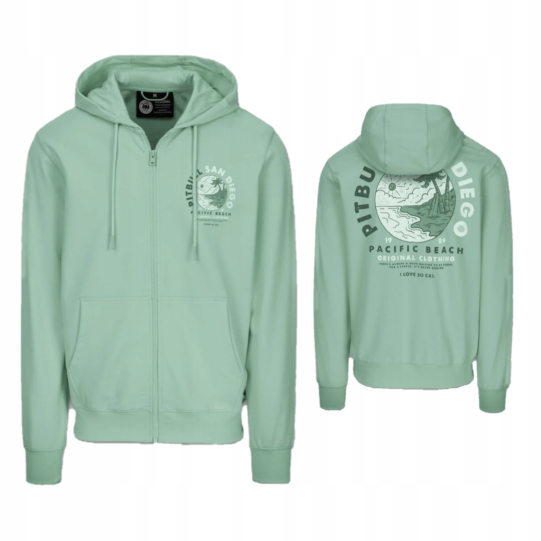 Pitbull West Coast Rozepínací Mikina Washed Planet Surf Mint M