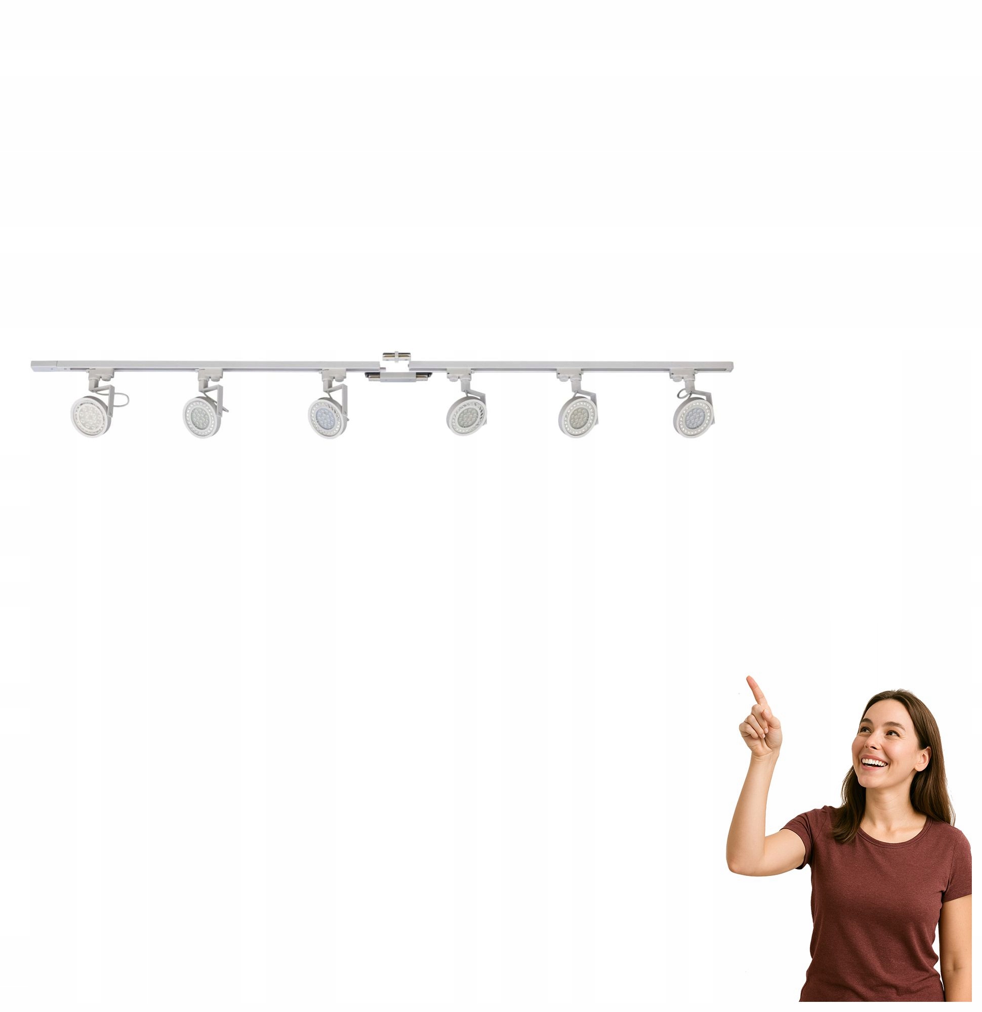 Sada bielych 2 m koľajníc s reflektormi AR111 1-fázová 3054 Zuma Line