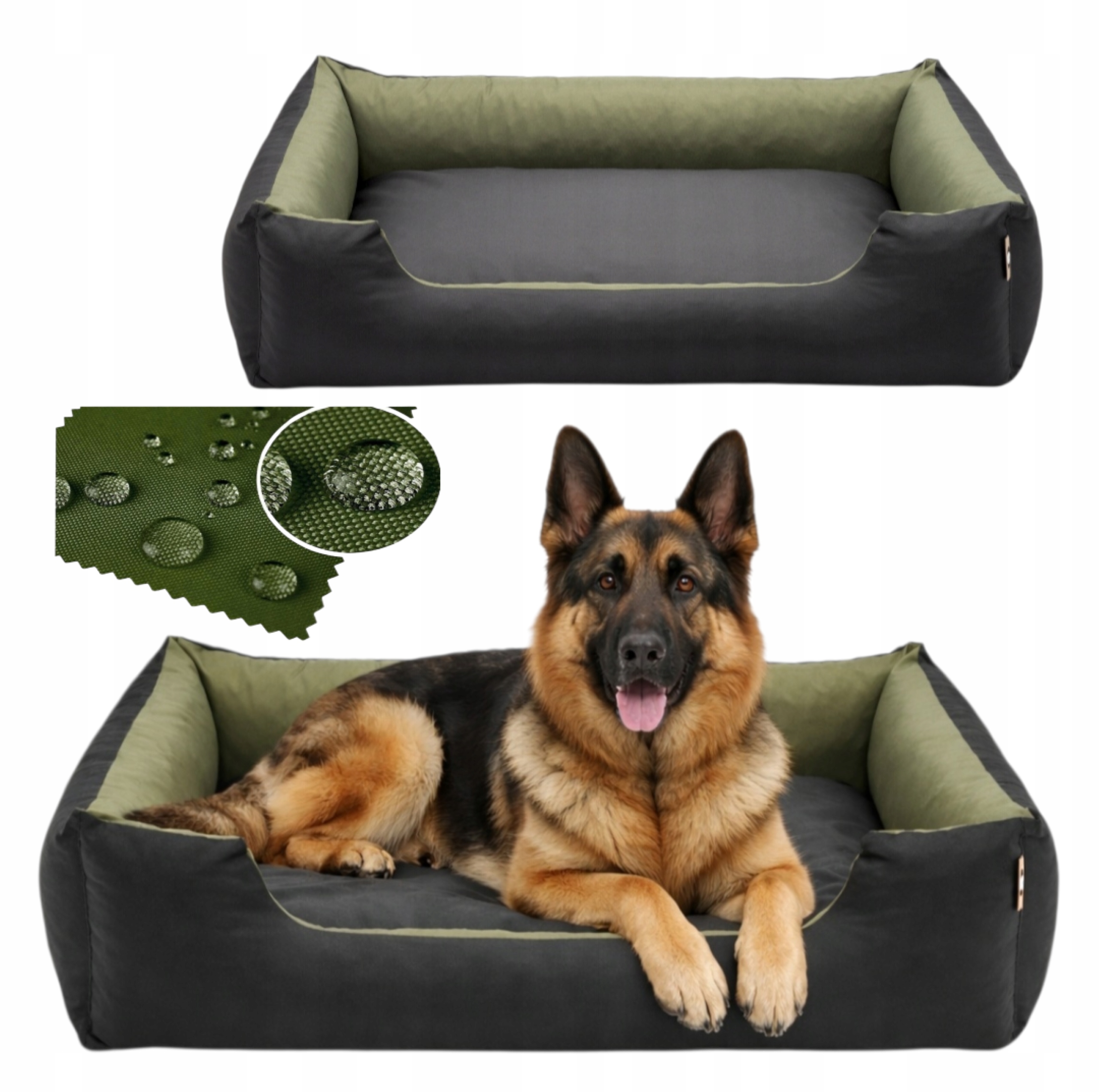 Duże legowisko dla psa 125x90 XXXL kanapa kojec materac Khaki
