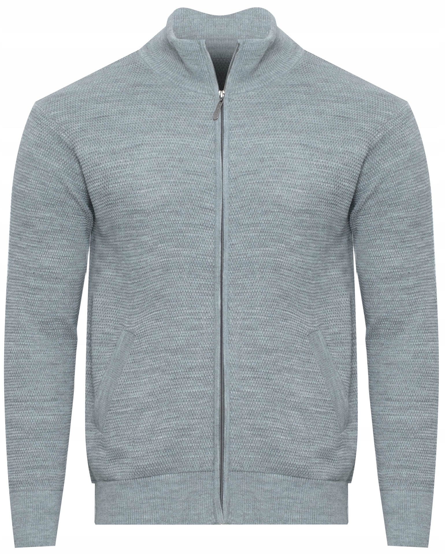 Pánský Rozepínací Svetr H206 Šedý vlněný zip, klasický teplý pologolf