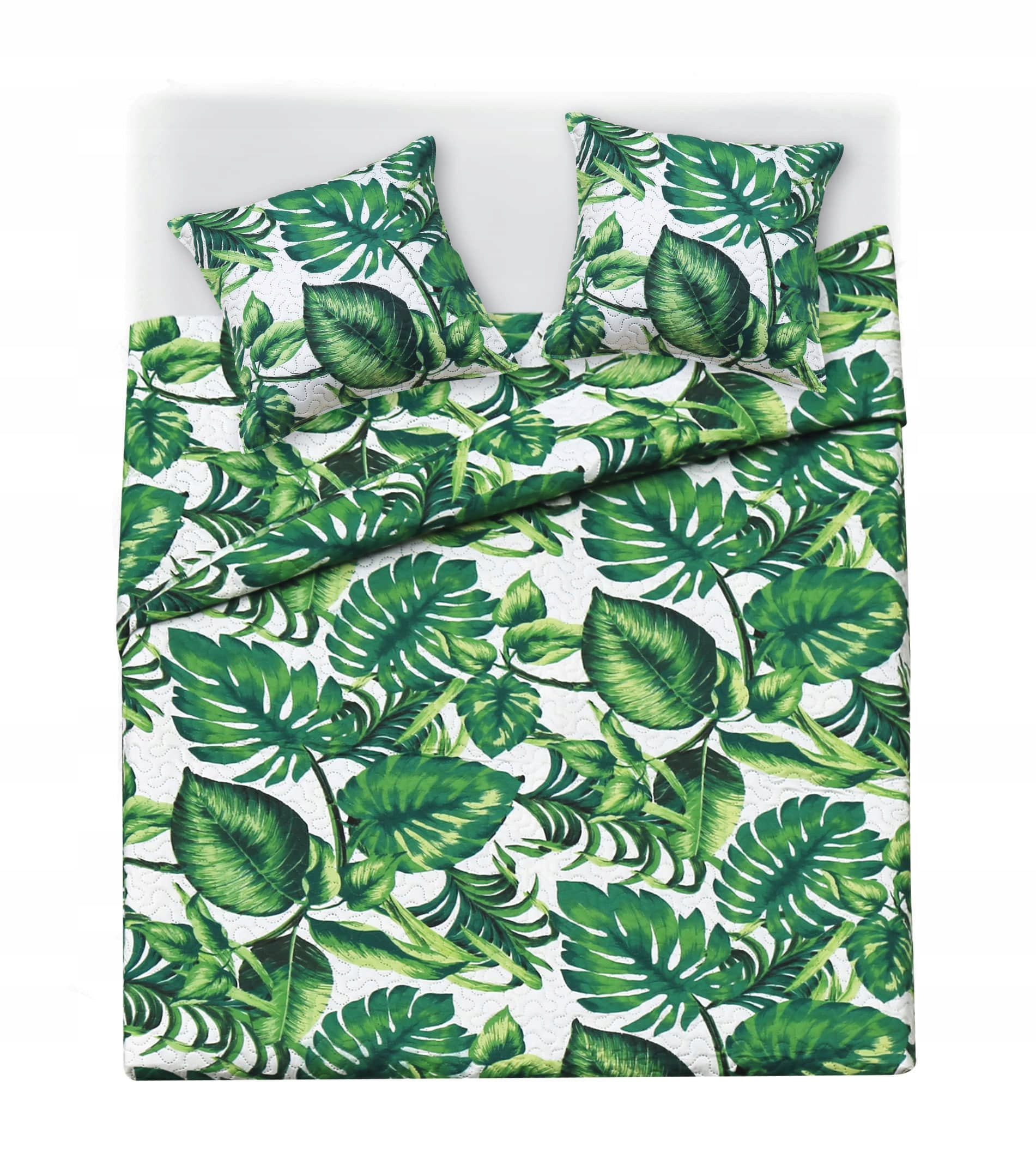 Dekorativní přehoz Palms 220x240 prošívaný, zelený s listy