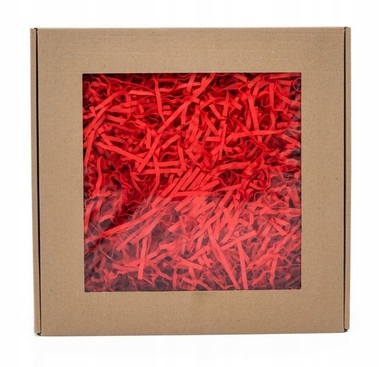 

Pudełko z okienkiem 15x15x5cm +wypełniacz Czerwony