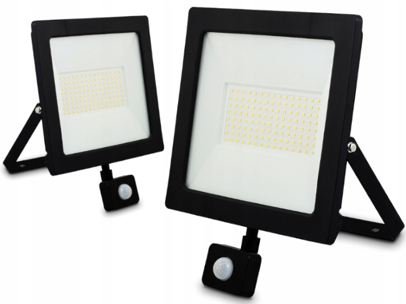 Halogenová lampa Reflektor Bílá Studená 100W IP65 PiR Snímač pohybu soumraku