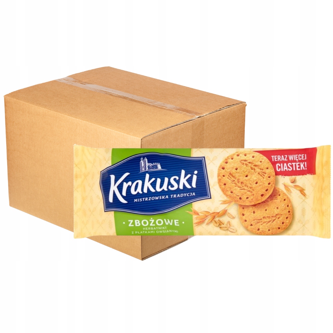 Krakuski Zbożowe Herbatniki z płatkami owsianymi 201 g x 24 sztuk