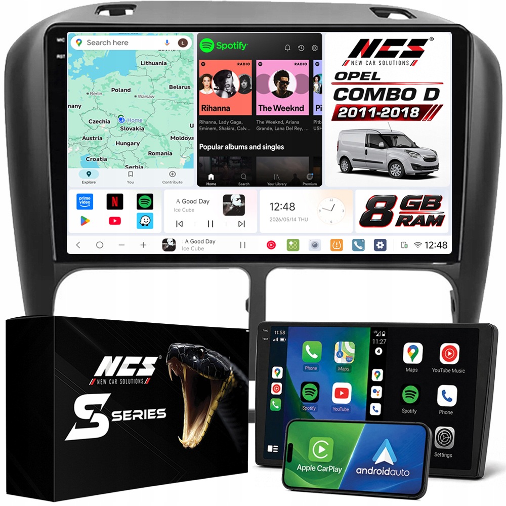 Rádio Navigace Ncs DS9 Opel Combo D 2011-2018 Android 8GB Lte 9″