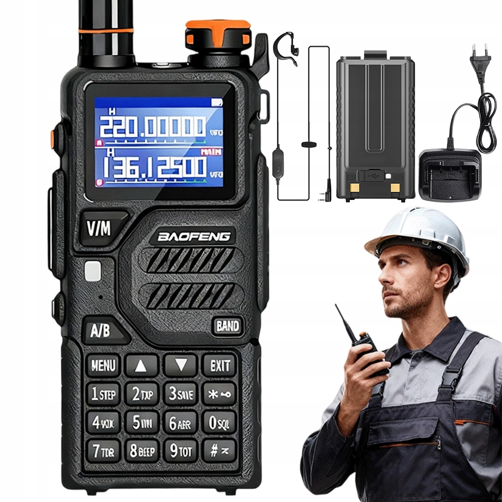 Radio Wielopasmowe Uhf Vhf Tri-Band 1800mah Czarne 999 Kanałów