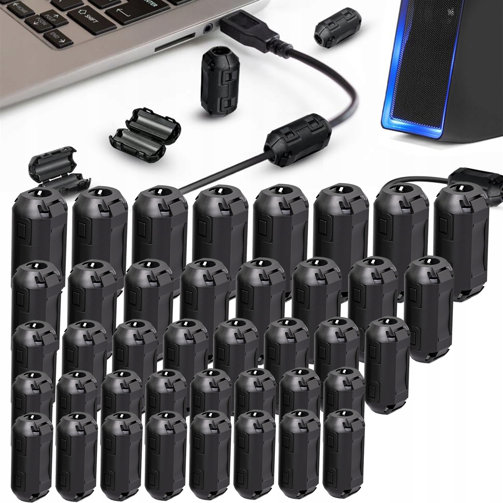40 ks Feritový Filtr proti rušení pro Kabel 3,5/5/7/9/13 mm