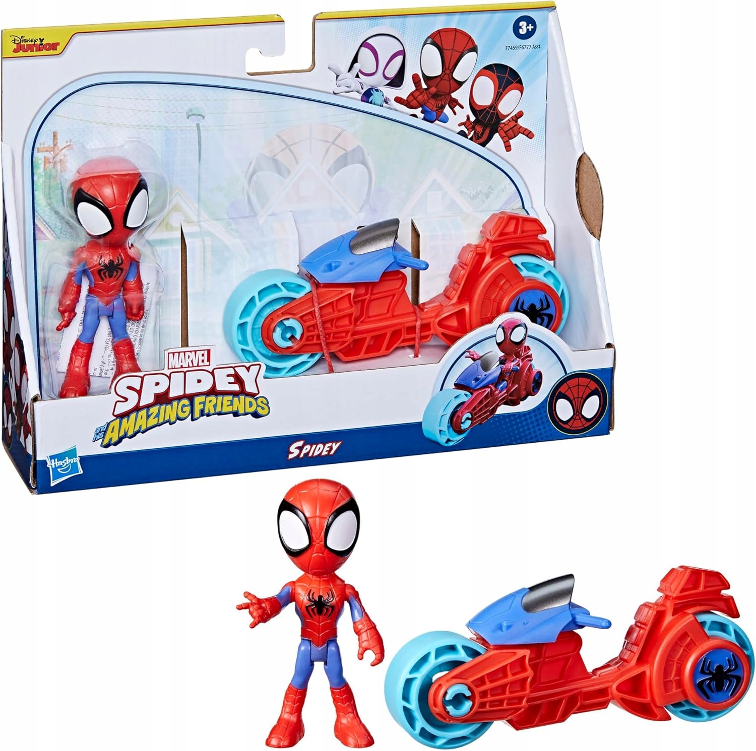 Zestaw HASBRO: Figurka SPIDEY SPIDERMAN + pojazd MOTOR Ruchome elementy