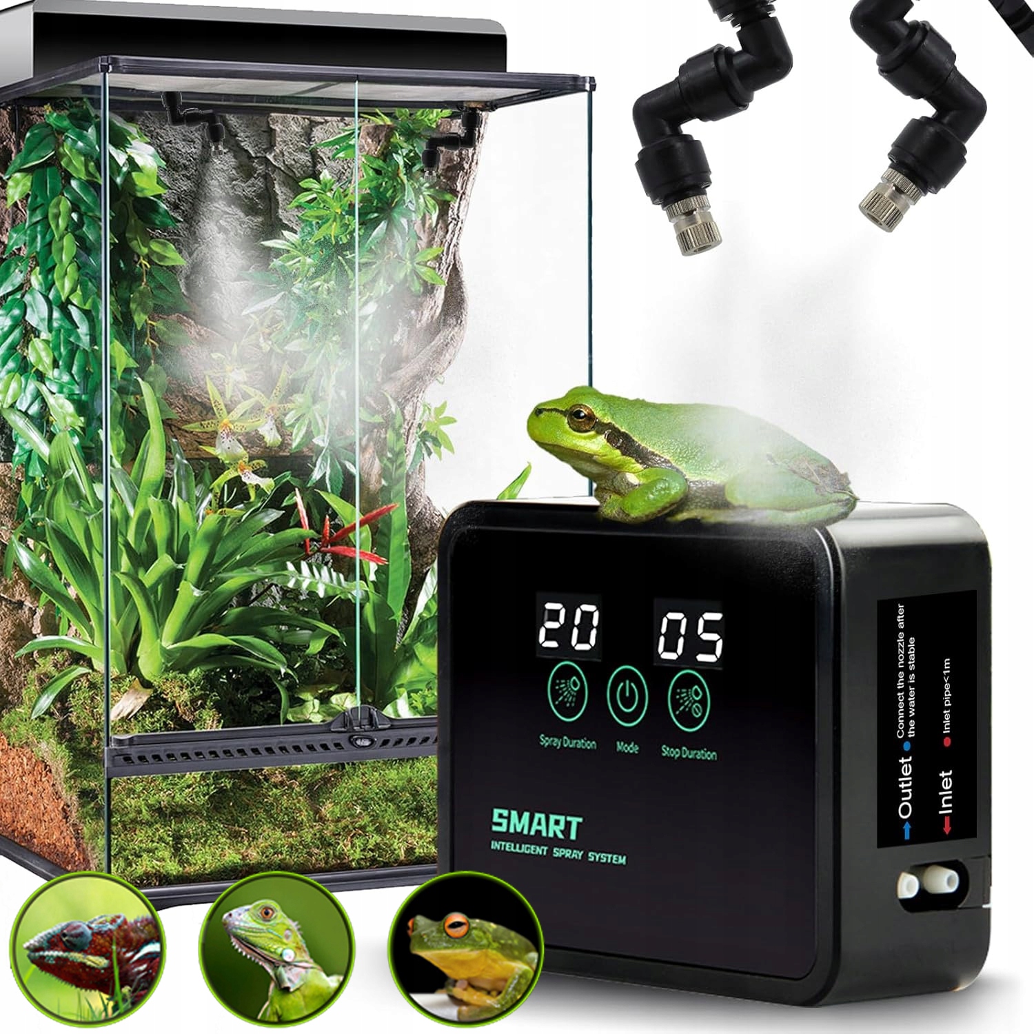 Levně Smart Zavlažovač Zvlhčovač Do Terária Pro Plazy Obojživelník Agama Gekon Legwan Časovač